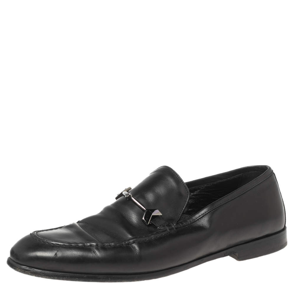 Jimmy Choo Black Leather Marti Loafers Size 43