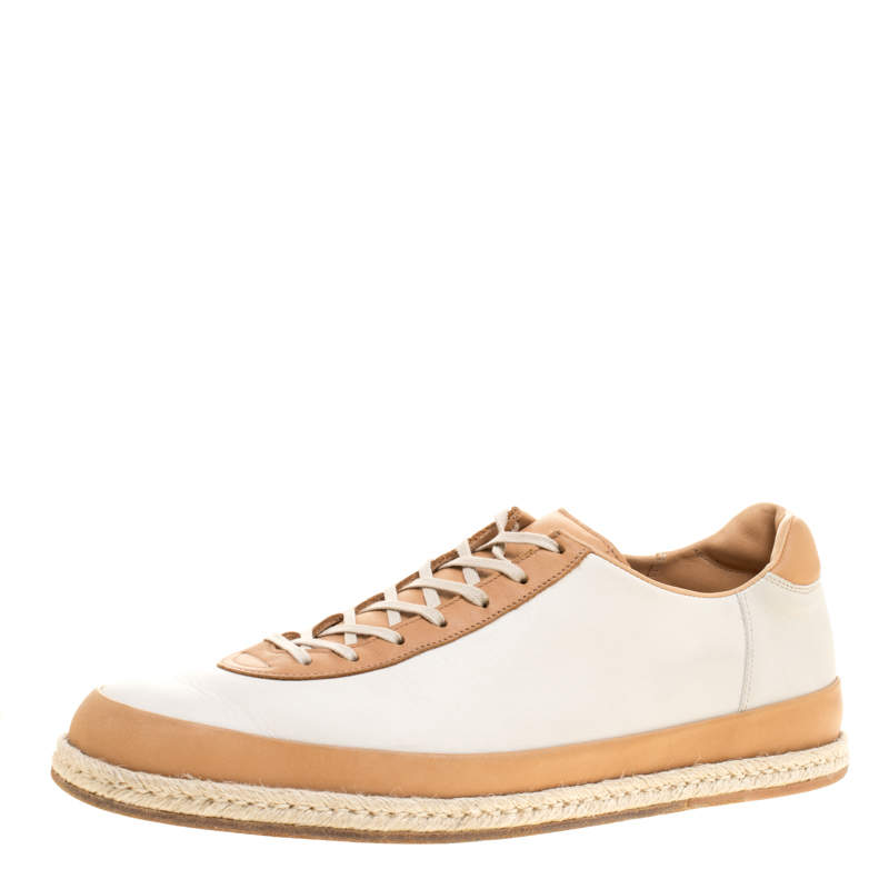  J.M.Weston Two Tone Leather Espadrille Low Top Sneakers Size 42.5