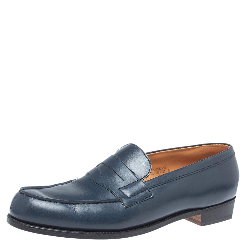 JM Weston Blue Leather Penny Loafers Size 44