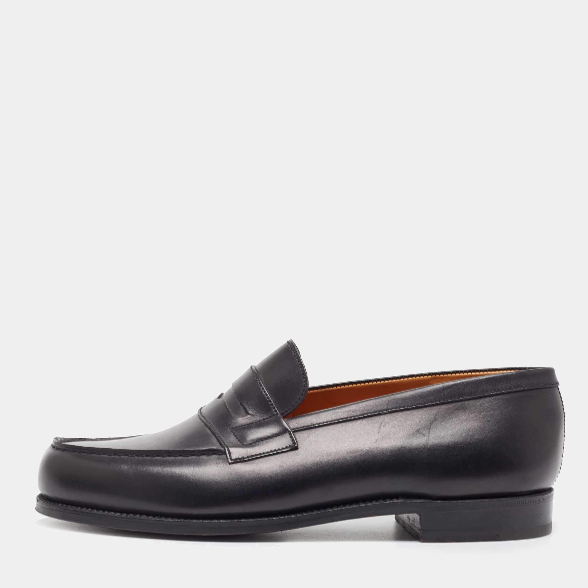 JM Weston Dark Blue Leather Penny Loafers Size 41