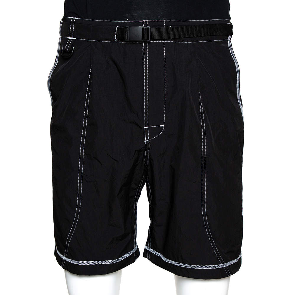 John Elliott Black High Shrunk Nylon Mountain Shorts S