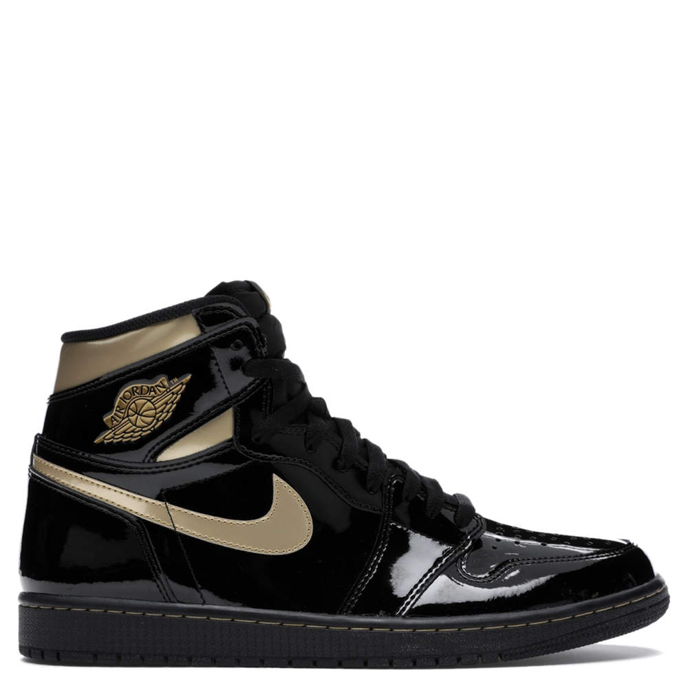 Nike Jordan 1 High Black Metallic Gold Sneakers Size EU 46 US 12