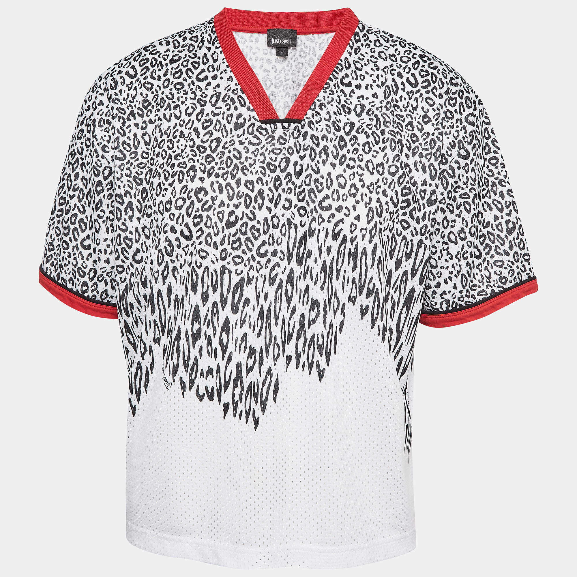 Just Cavalli White Animal Print Bird Eye Jersey T-Shirt M