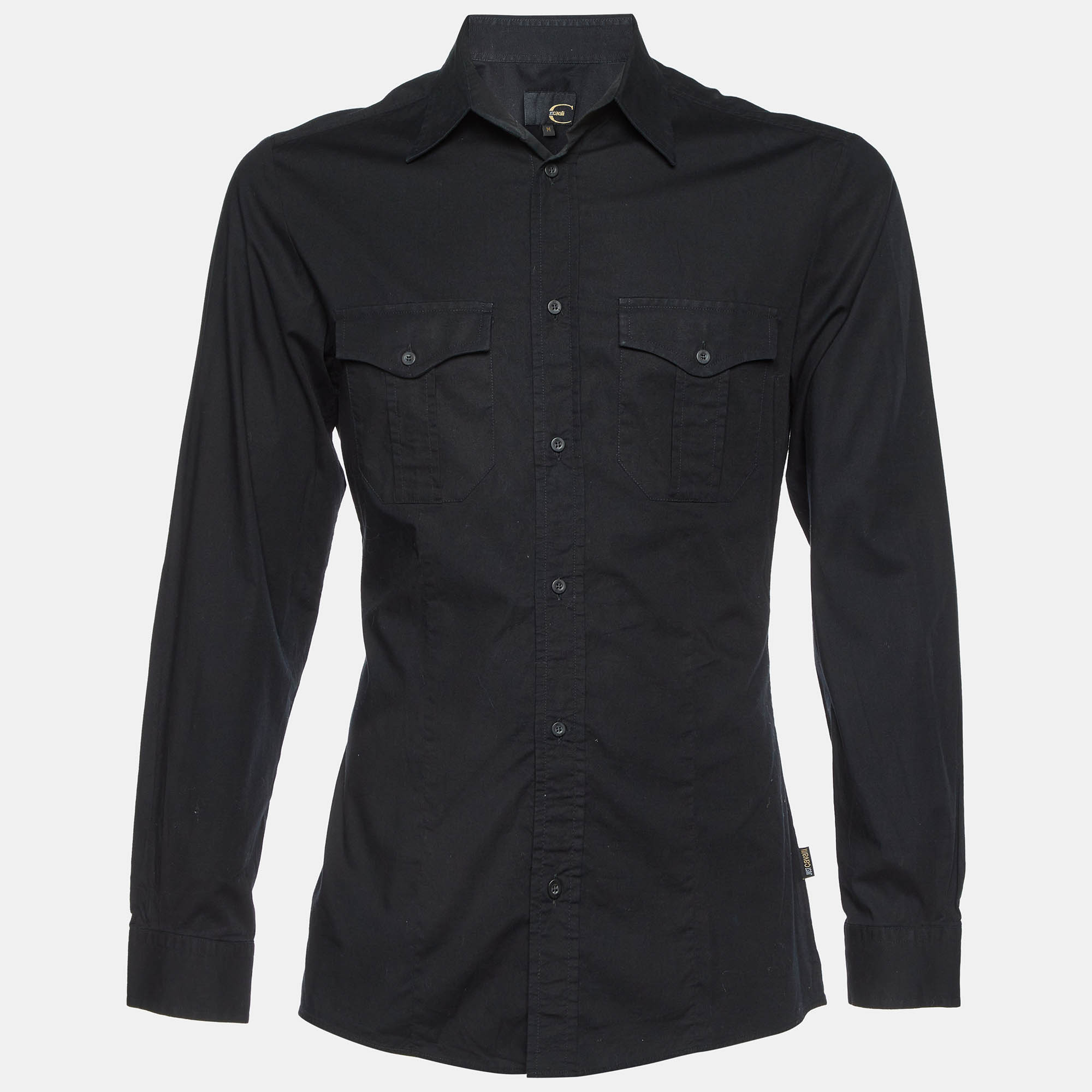 Just Cavalli Black Cotton Cargo Shirt M
