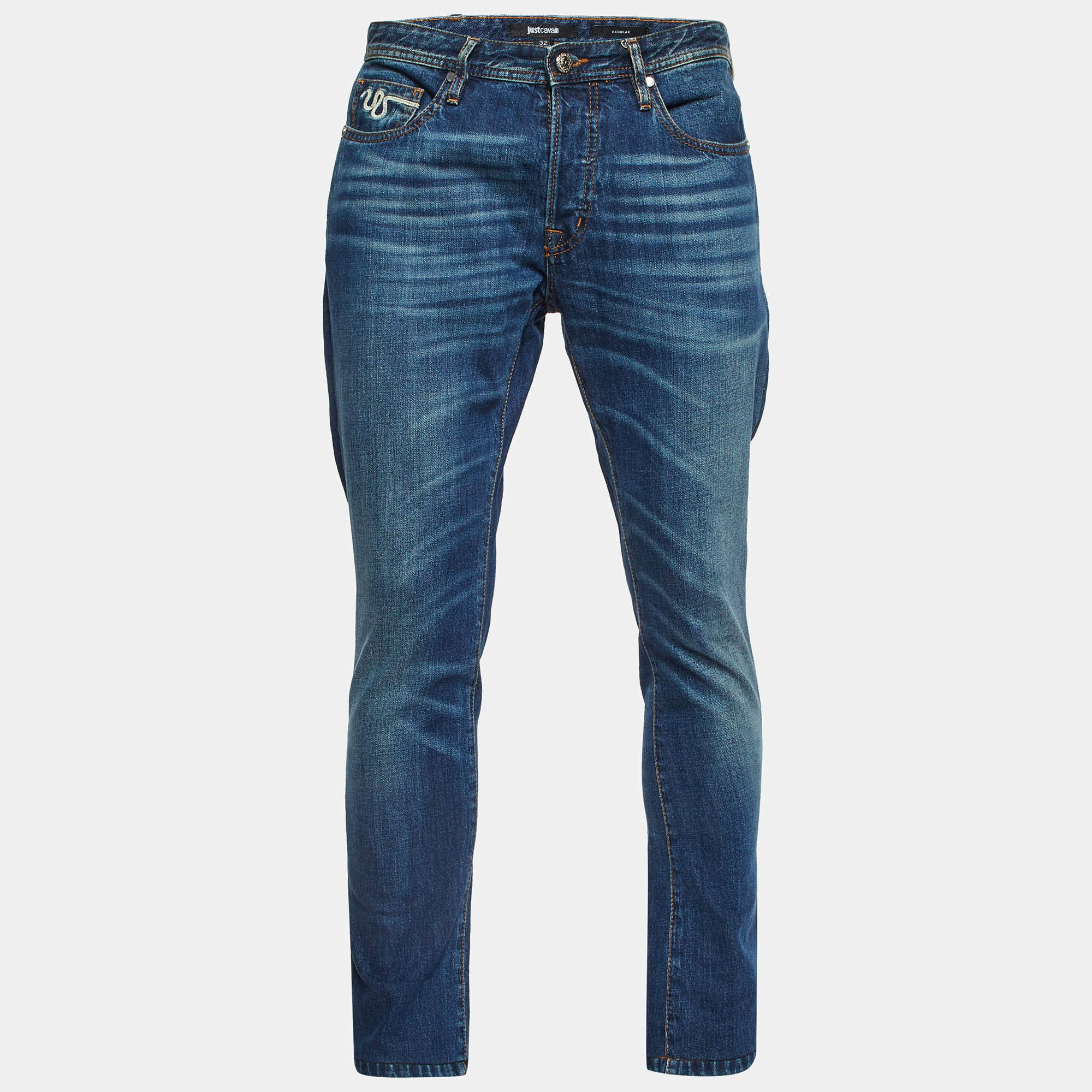 Just Cavalli Blue Denim Regular Fit Jeans M/Waist 36"