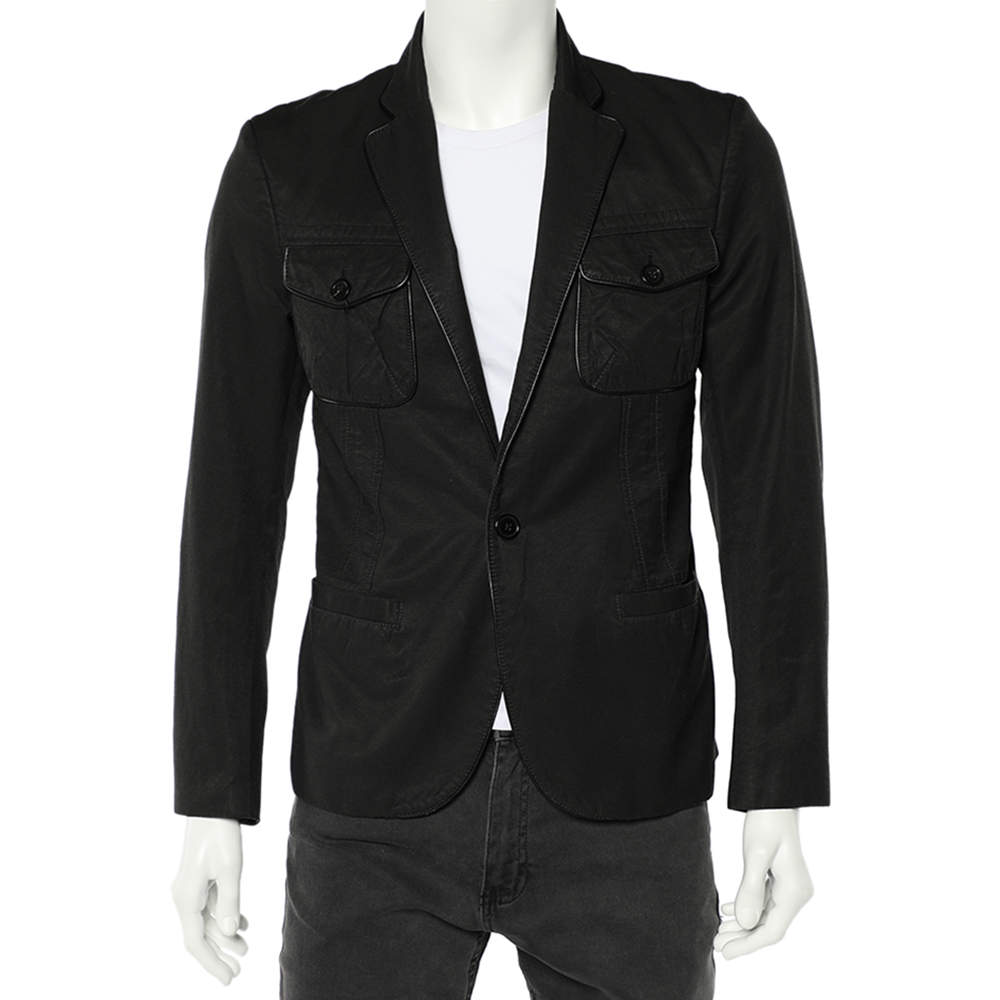 Pre Owned Just Cavalli Black Cotton Trim Detail Blazer L