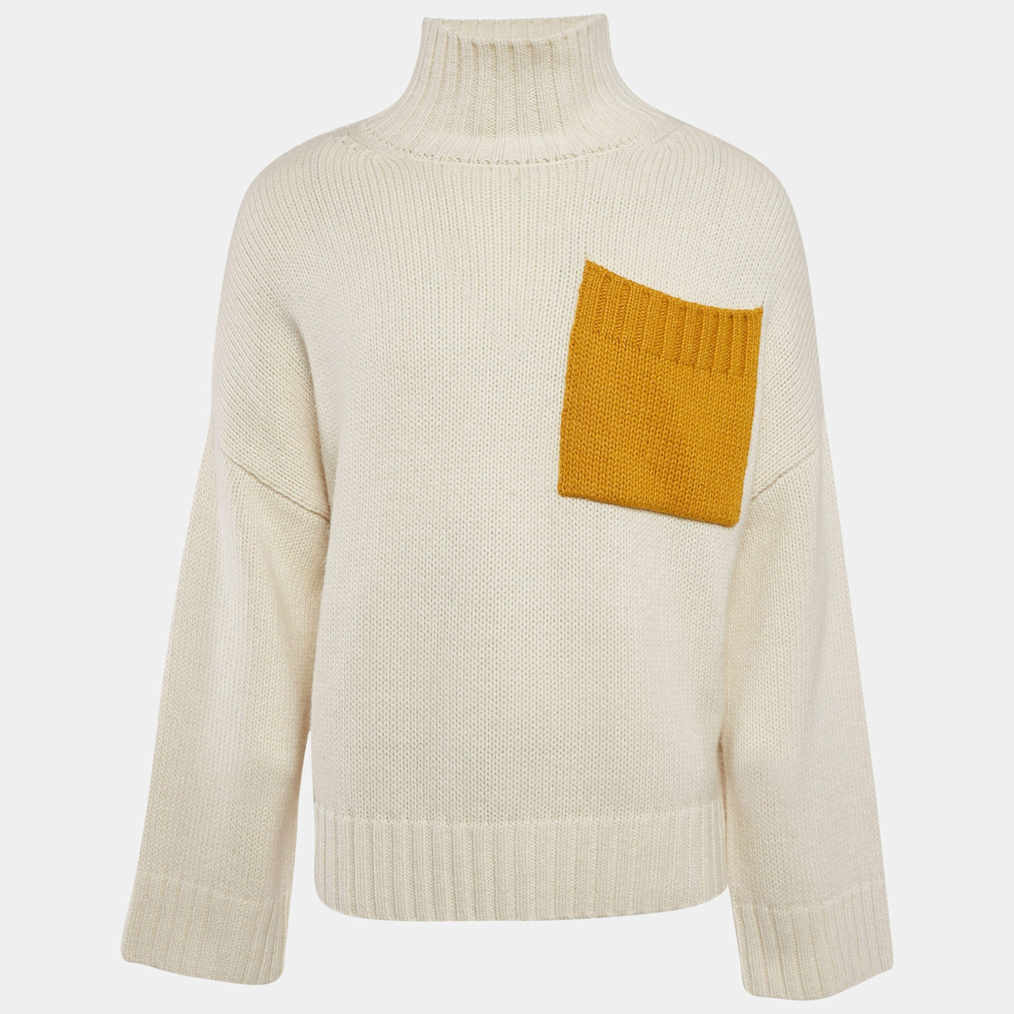 JW Anderson Off-White Wool Patch Pocket Detail High Neck Sweater M