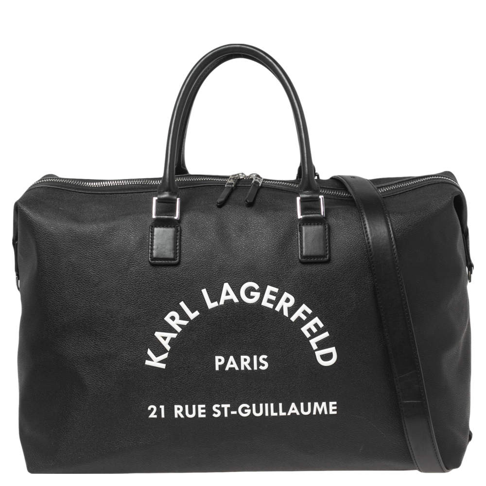 Pre Owned حقيبة كارل لاغرفيلد رو أس تي-غويلاوم ويكإندر دوفيل كانفاس مقوى أسود 