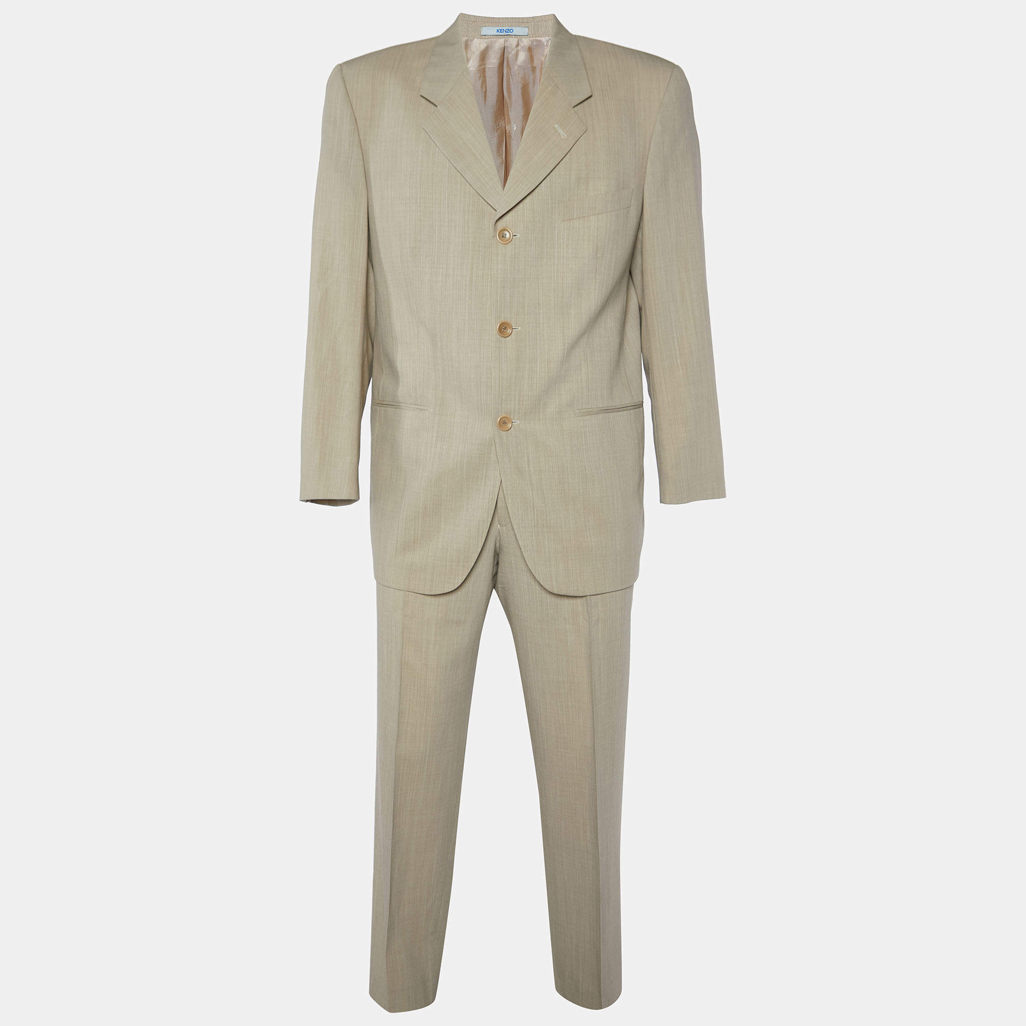 Kenzo Homme Beige Wool Tailored Suit XL