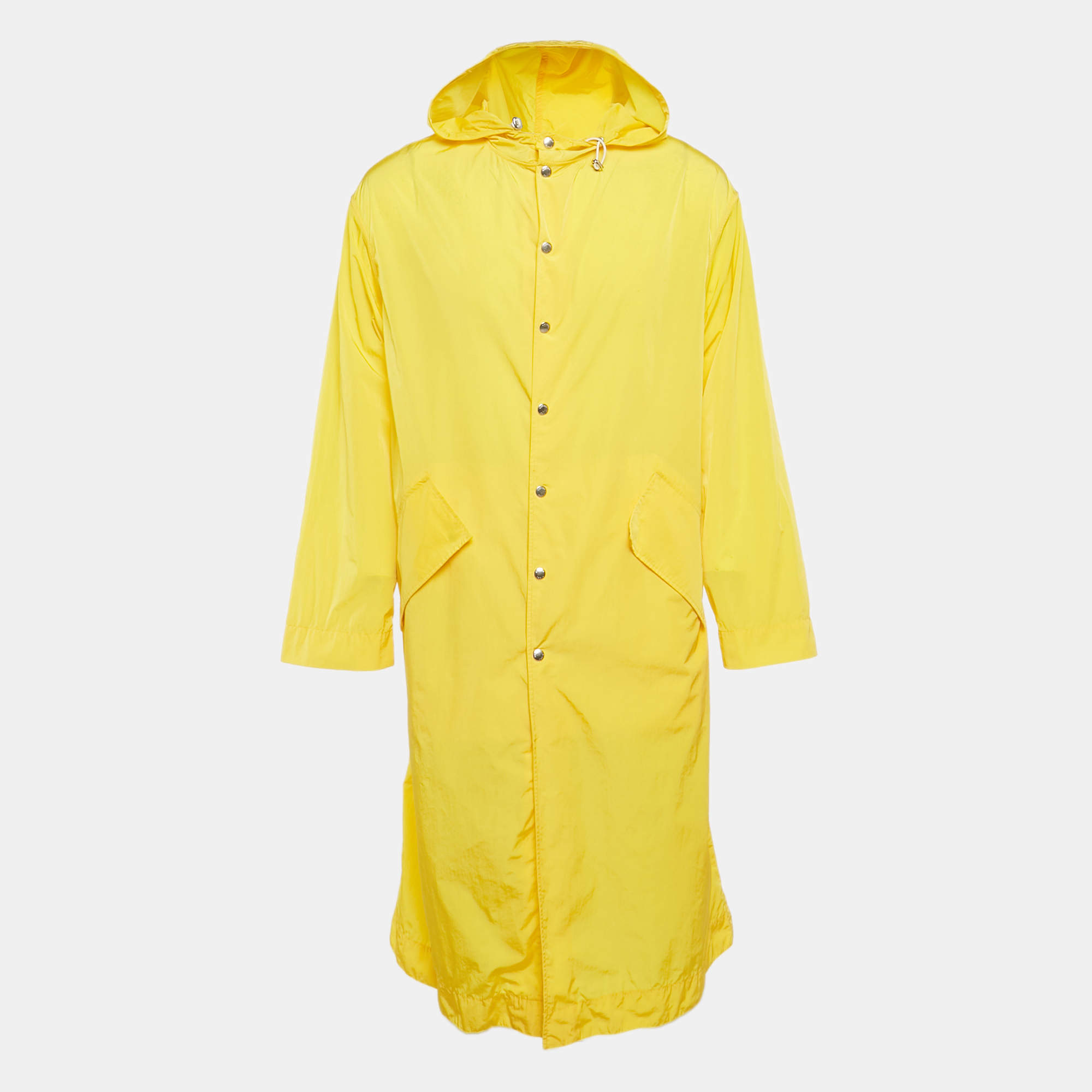 Kenzo Yellow Embroidered Nylon Hooded Rain Coat S