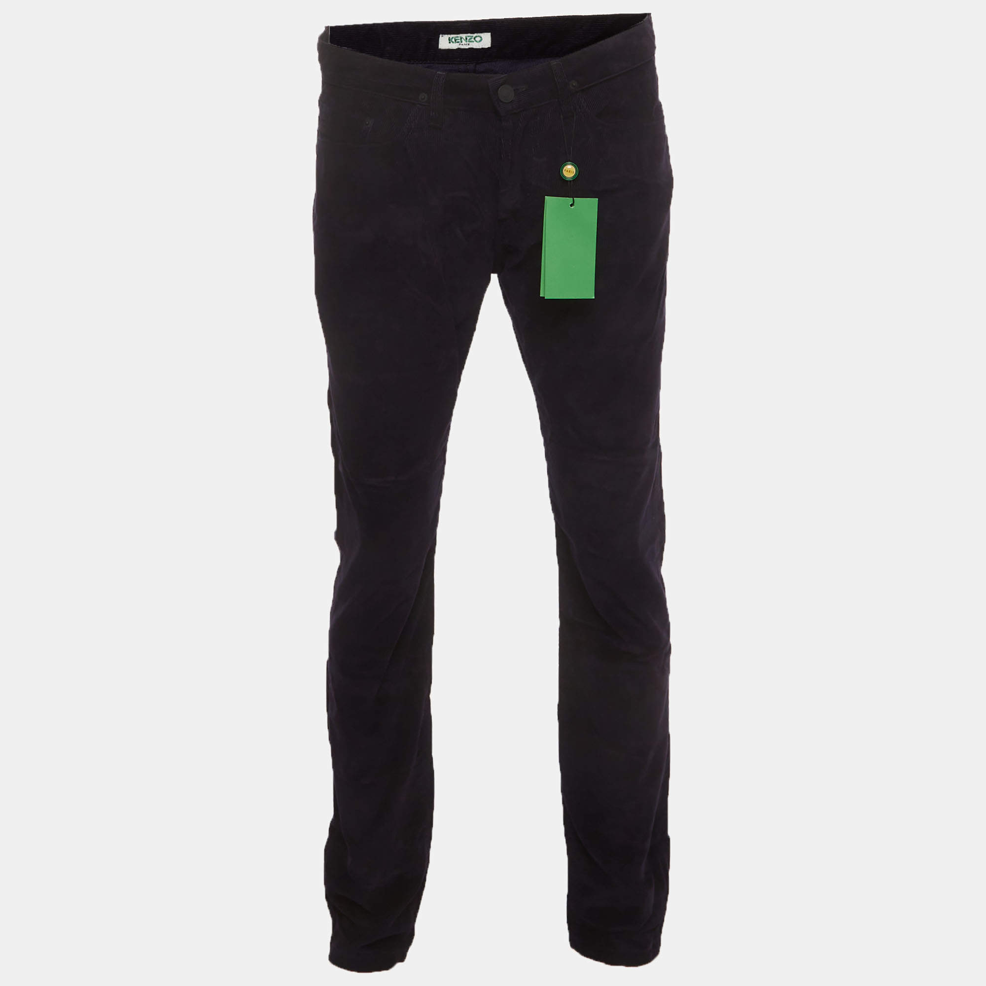 Pre Owned Kenzo Navy Blue Corduroy Slim Fit Trousers M