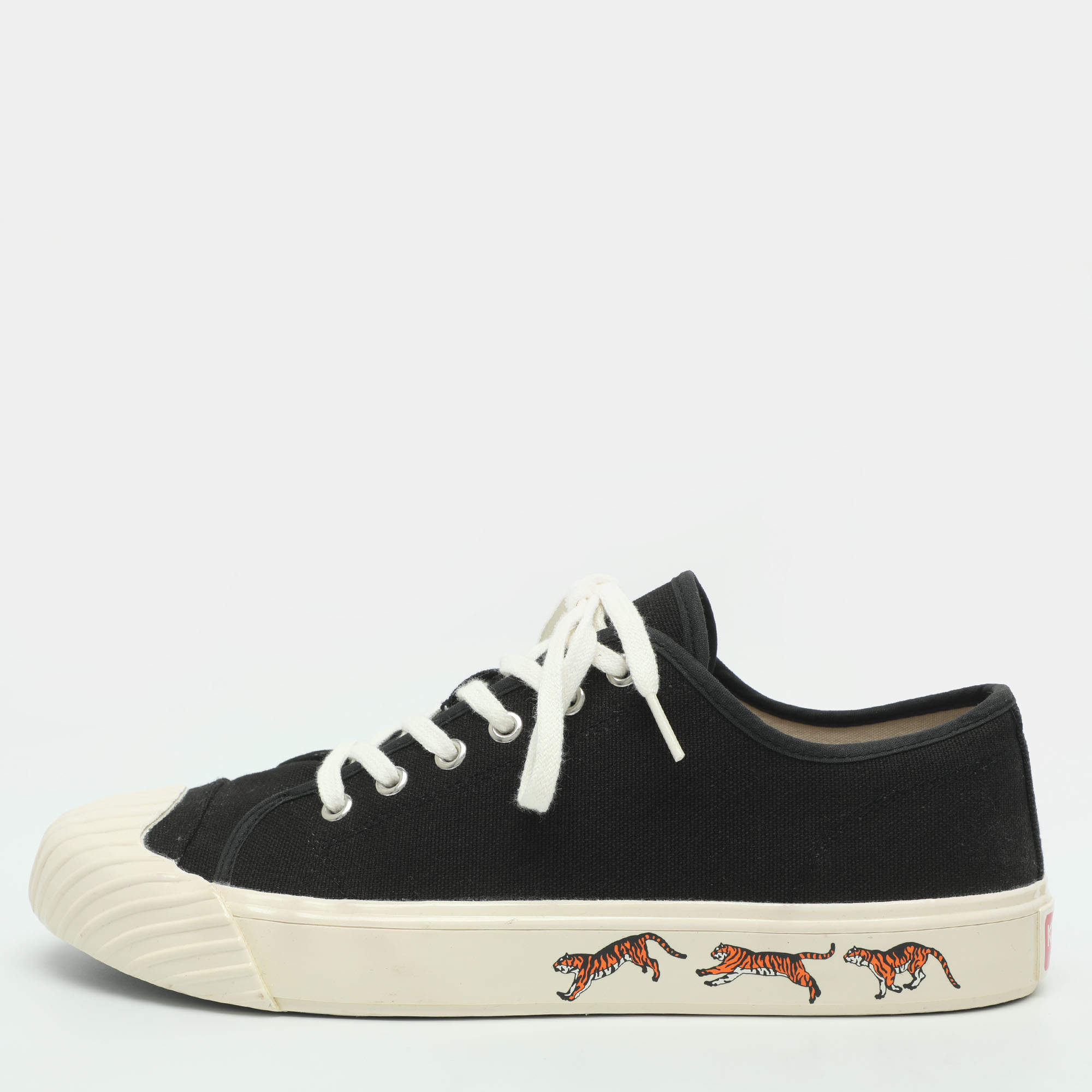 Pre Owned Kenzo Kenzoshool Size 43 Black Canvas Low Top Sneakers