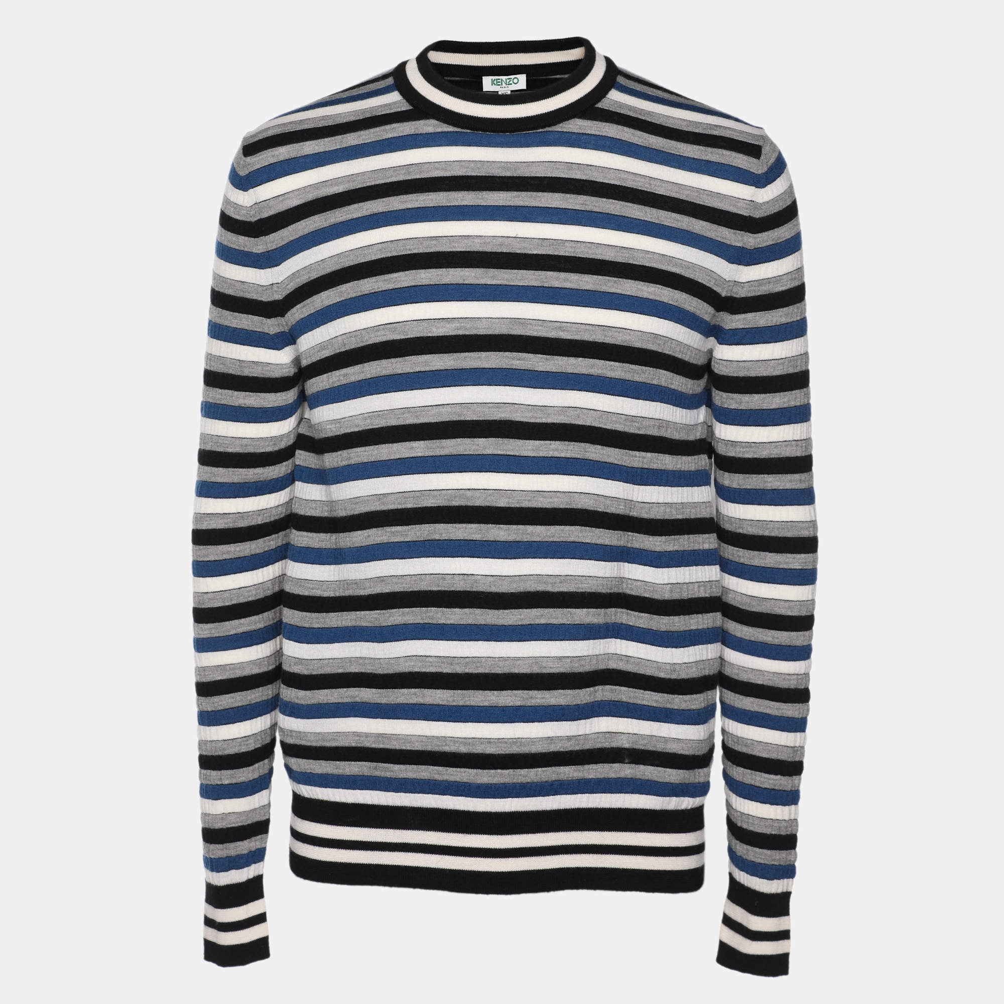 Pre Owned Kenzo Multicolor Striped Wool Blend Sweater XS