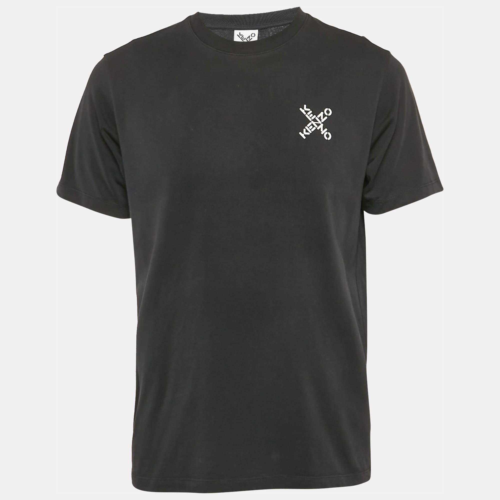 Kenzo Black Logo Print Cotton Crew Neck T-Shirt L 