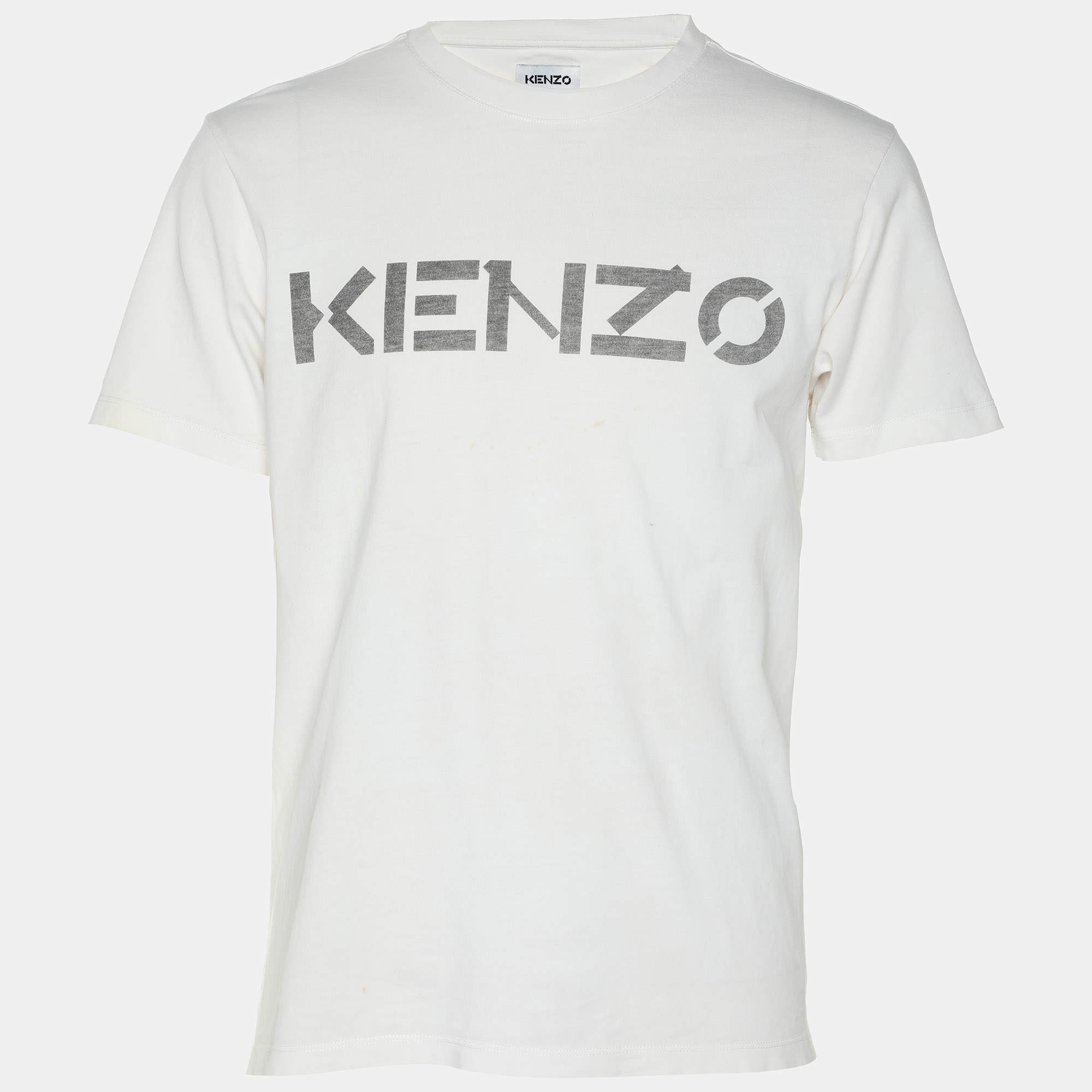 Kenzo White Cotton Logo Printed T-Shirt S