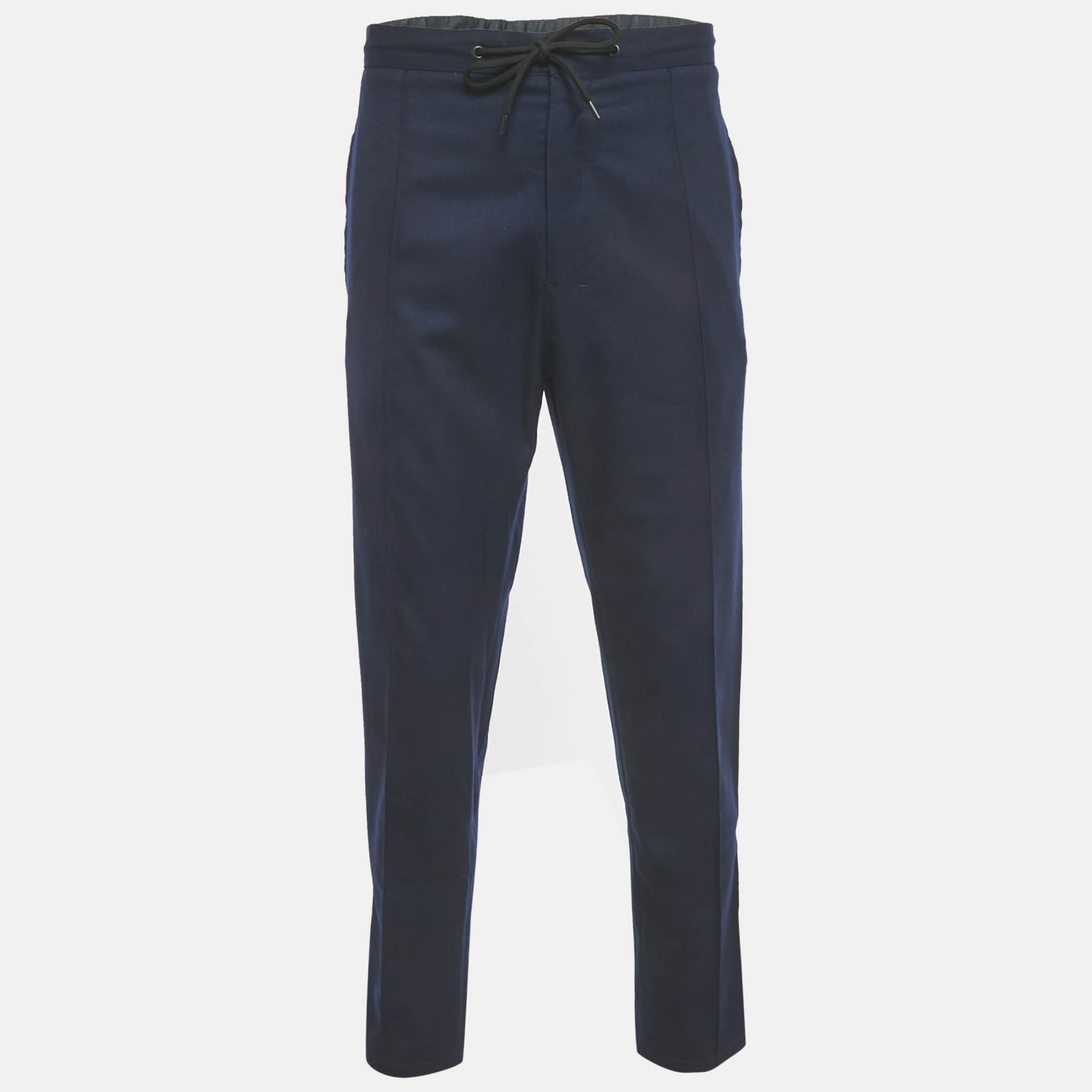 Pre Owned Keno Navy Blue Wool Drawstring Trousers XL