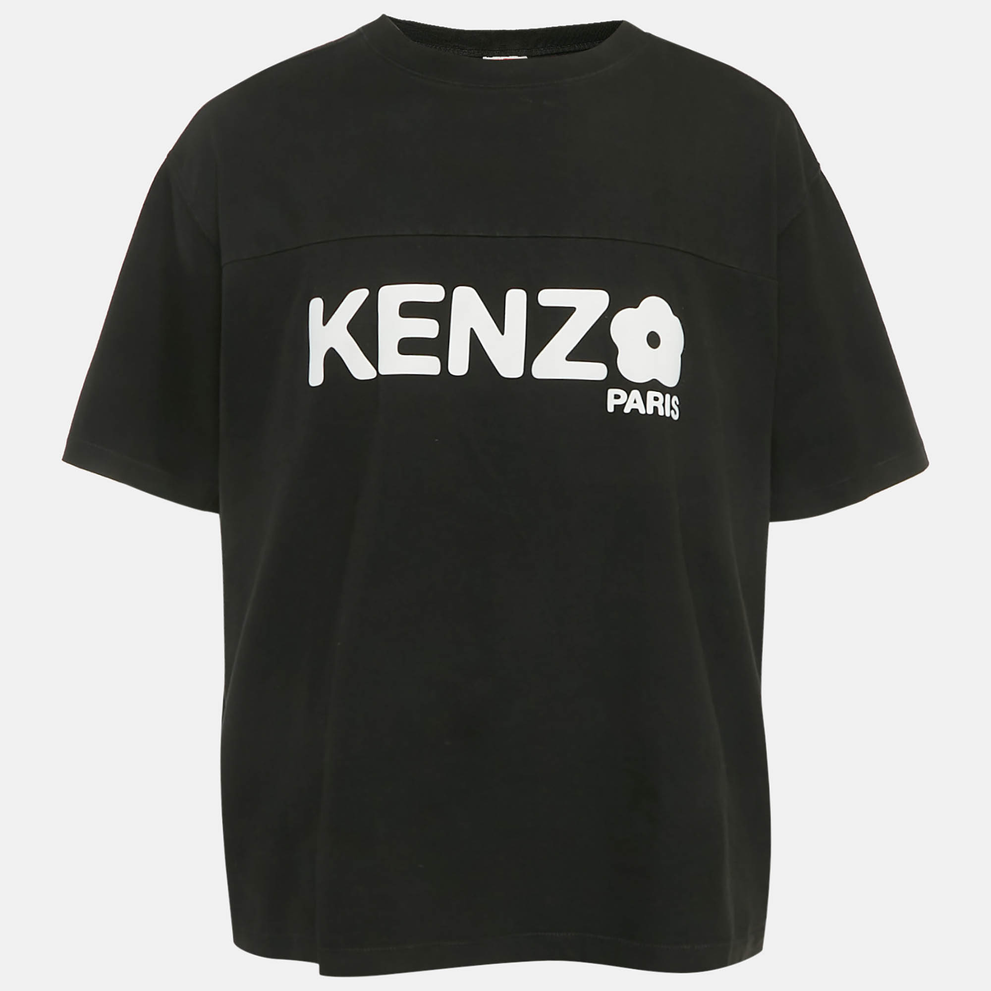 Pre Owned Kenzo Black Boke Flower Printed Cotton Knit T-Shirt XL