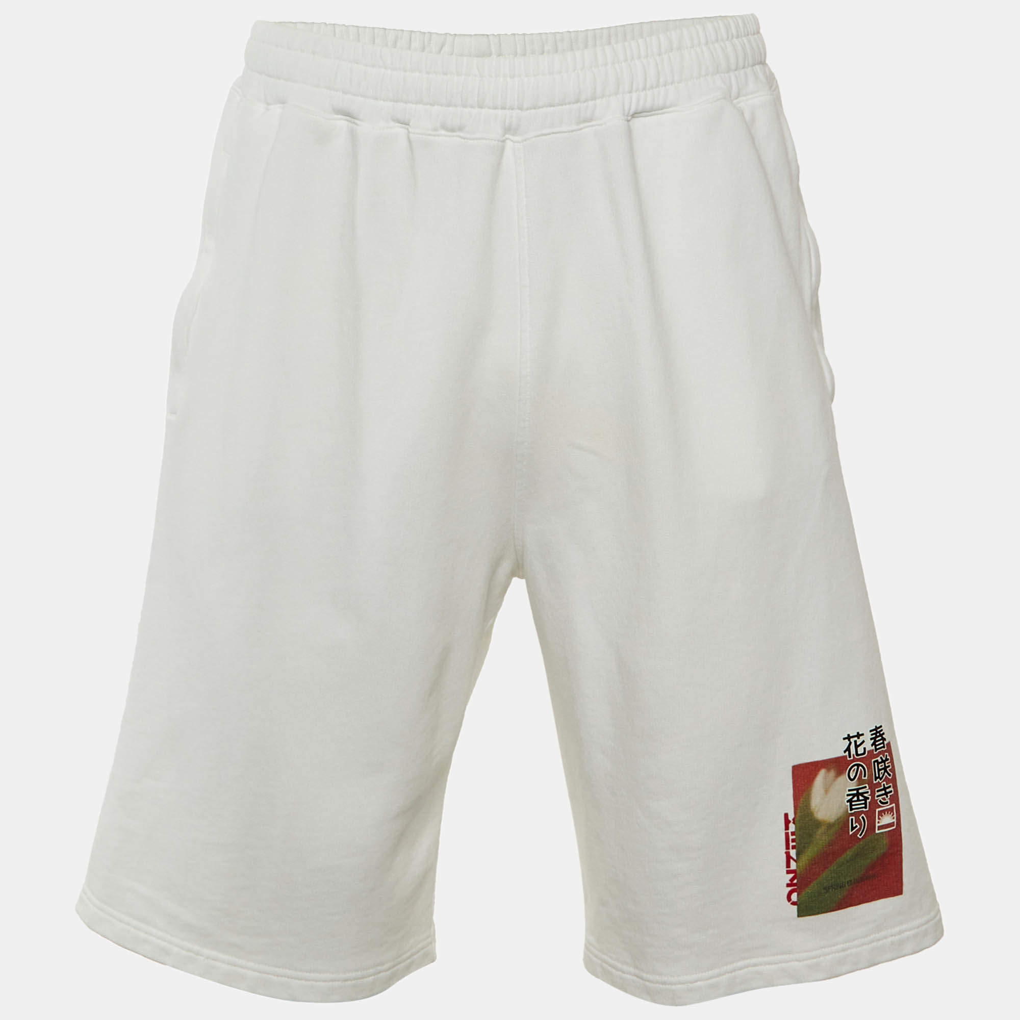 Pre Owned شورت كينزو برمودا قطن أبيض متوسط