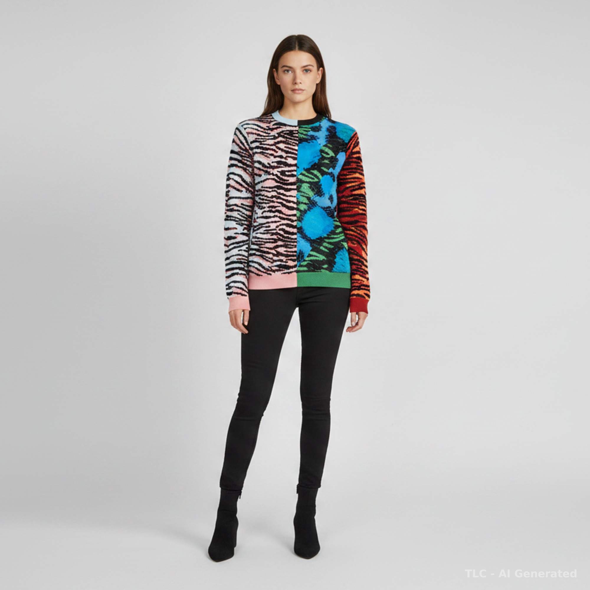 Pre Owned Kenzo x H&M Multicolor Animal Jacquard Knit Sweatshirt M