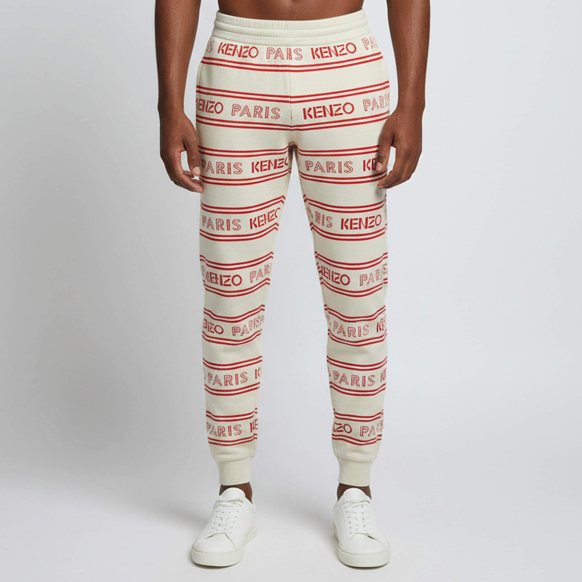 مملوكة مسبقًا Kenzo Beige All Over Logo Cotton Knit Jogger Pants S