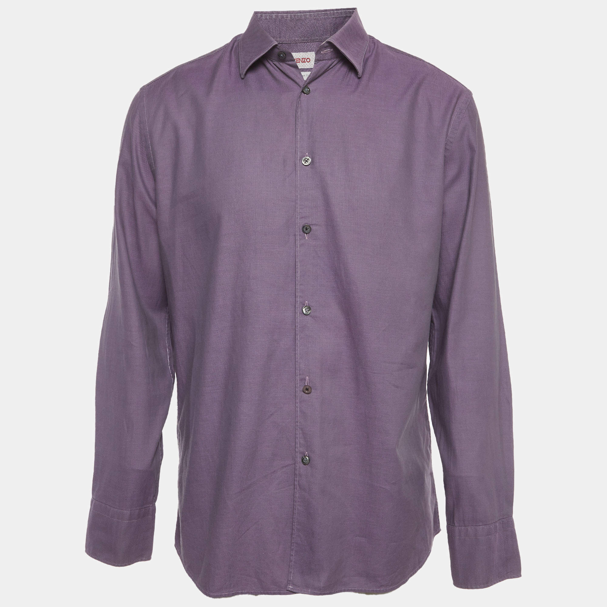 Pre Owned Kenzo Purple Cotton Long Sleeve Shirt XL 