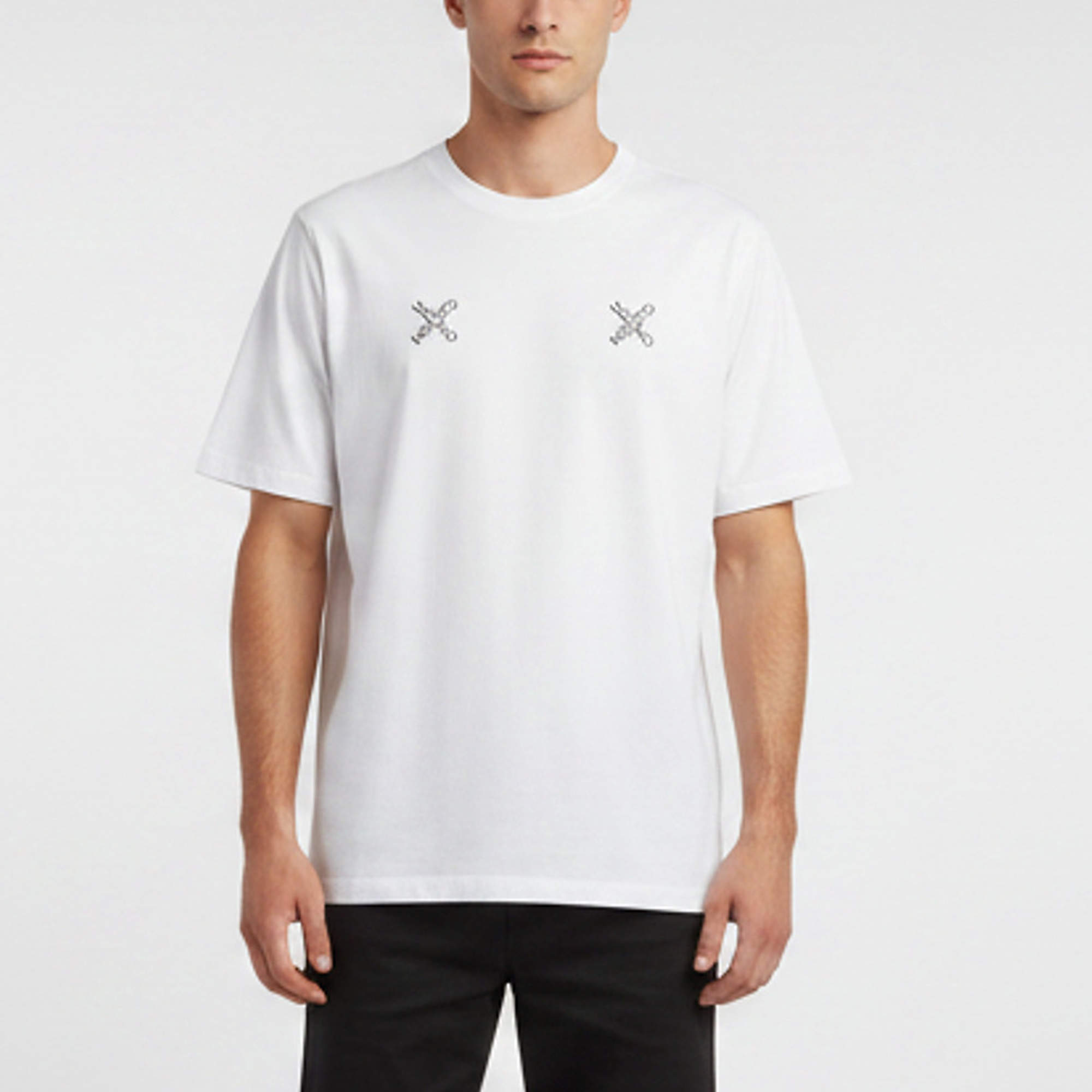 مملوكة مسبقًا Kenzo White Cross Logo Graphic Jersey Crewneck T-Shirt M