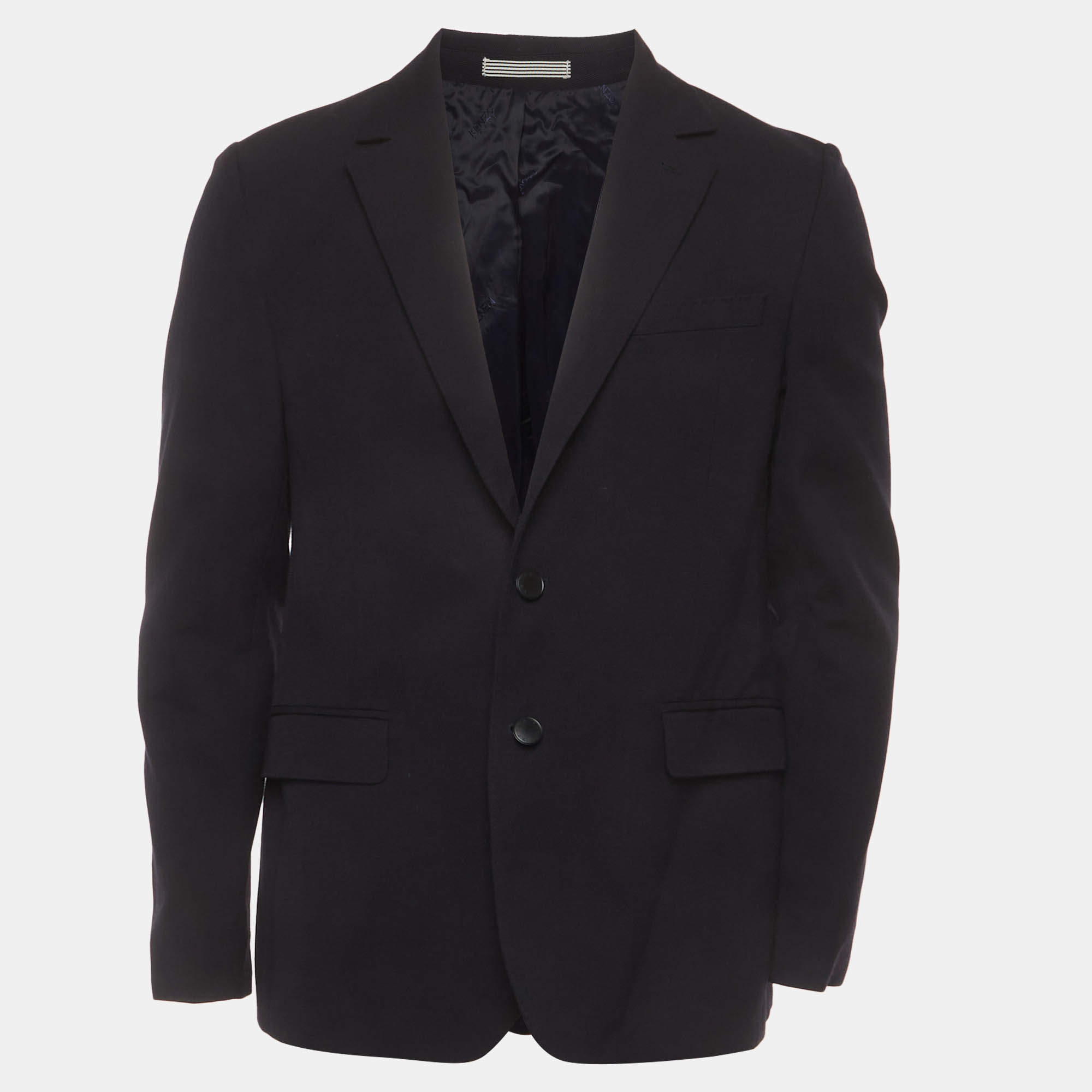 مملوكة مسبقًا Kenzo Navy Blue Wool Blend Long Sleeve Tailored Jacket L 