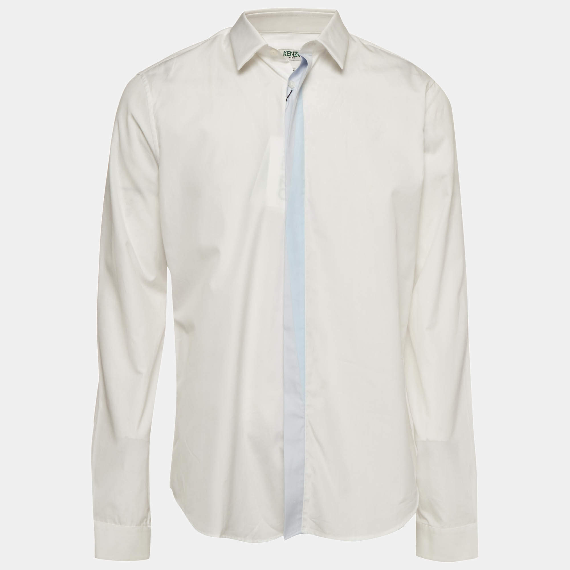 Pre Owned Kenzo White Cotton Button Front Long Sleeve Shirt XL 