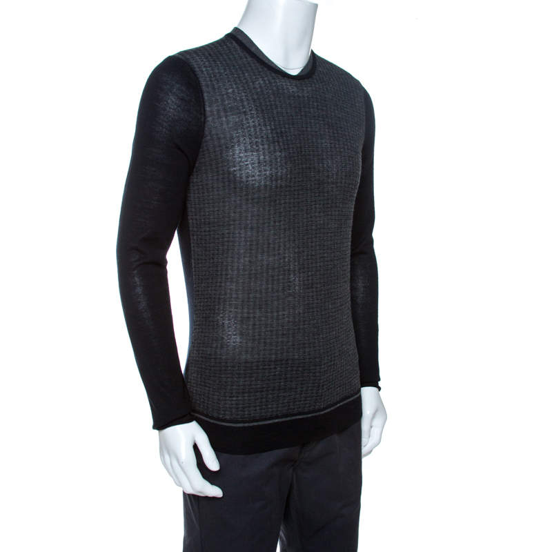 Pre Owned Kenzo Bicolor Knit Crewneck Sweater M 