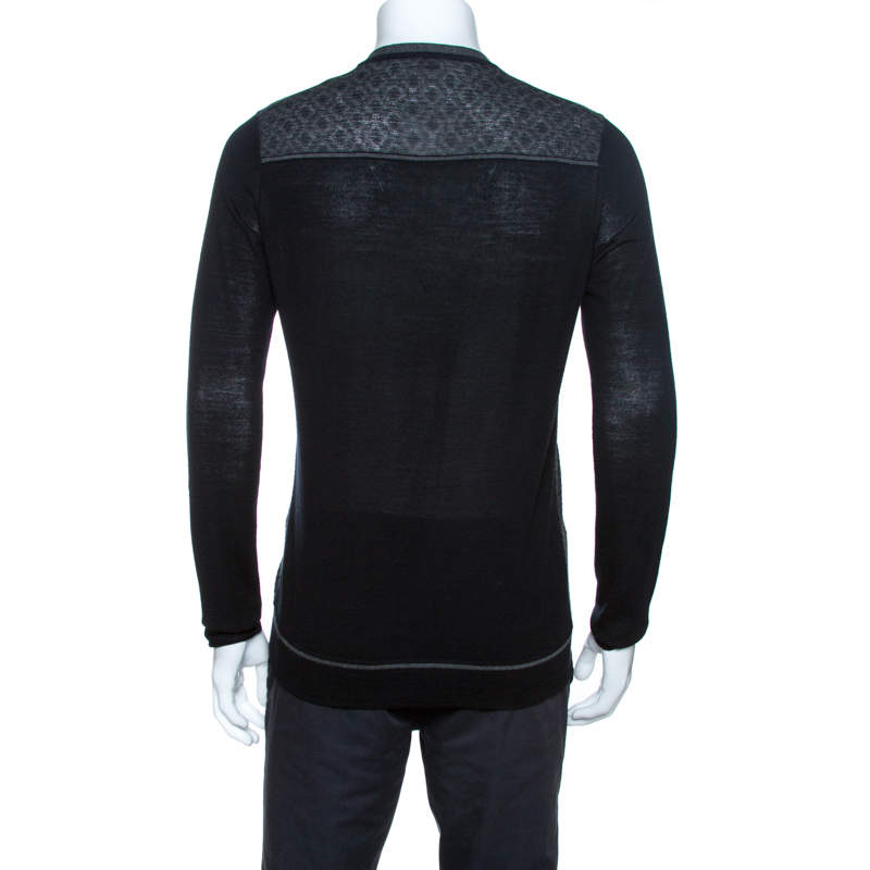 Pre Owned Kenzo Bicolor Knit Crewneck Sweater M 