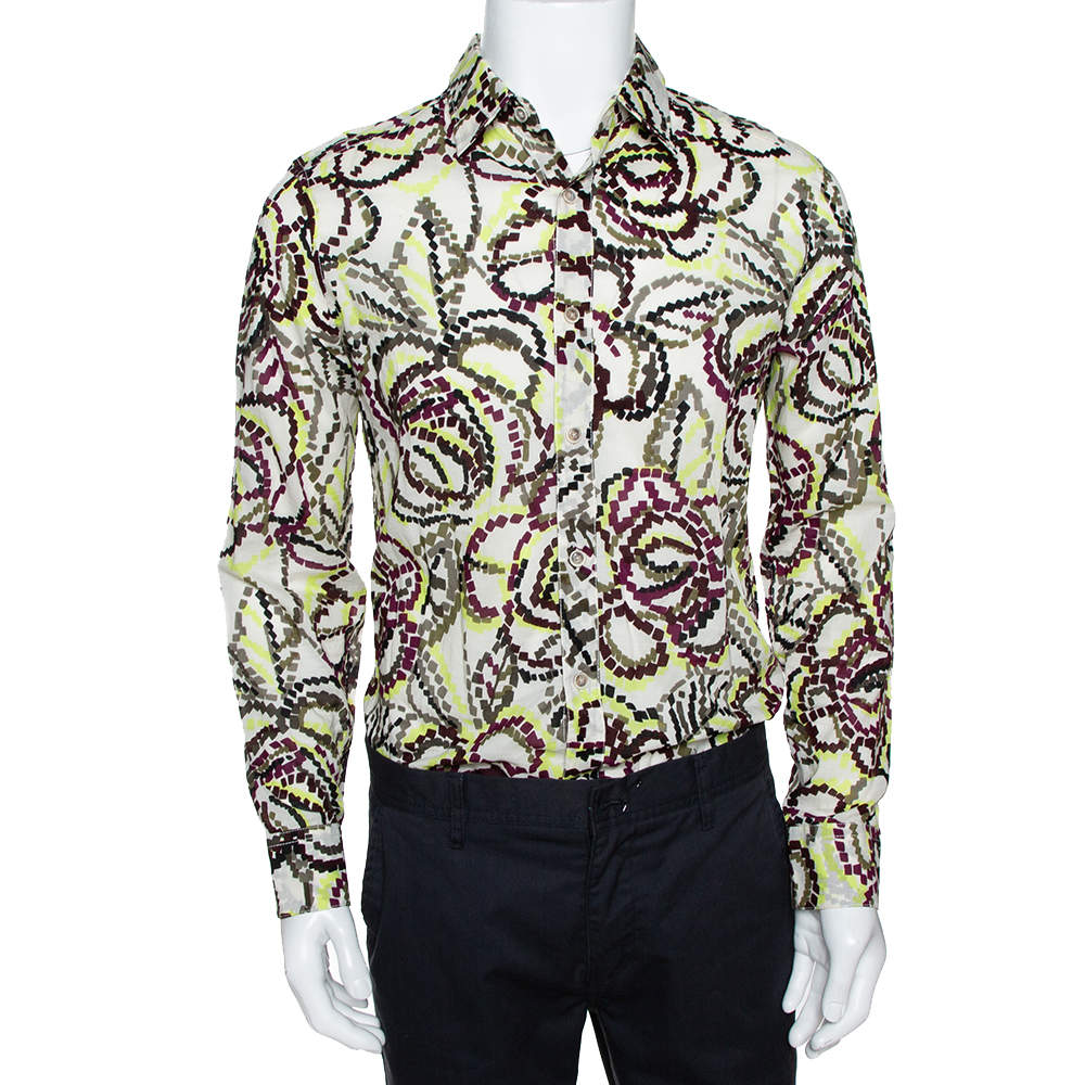 Pre Owned Kenzo Multicolor Printed Cotton Long Sleeve Shirt M
