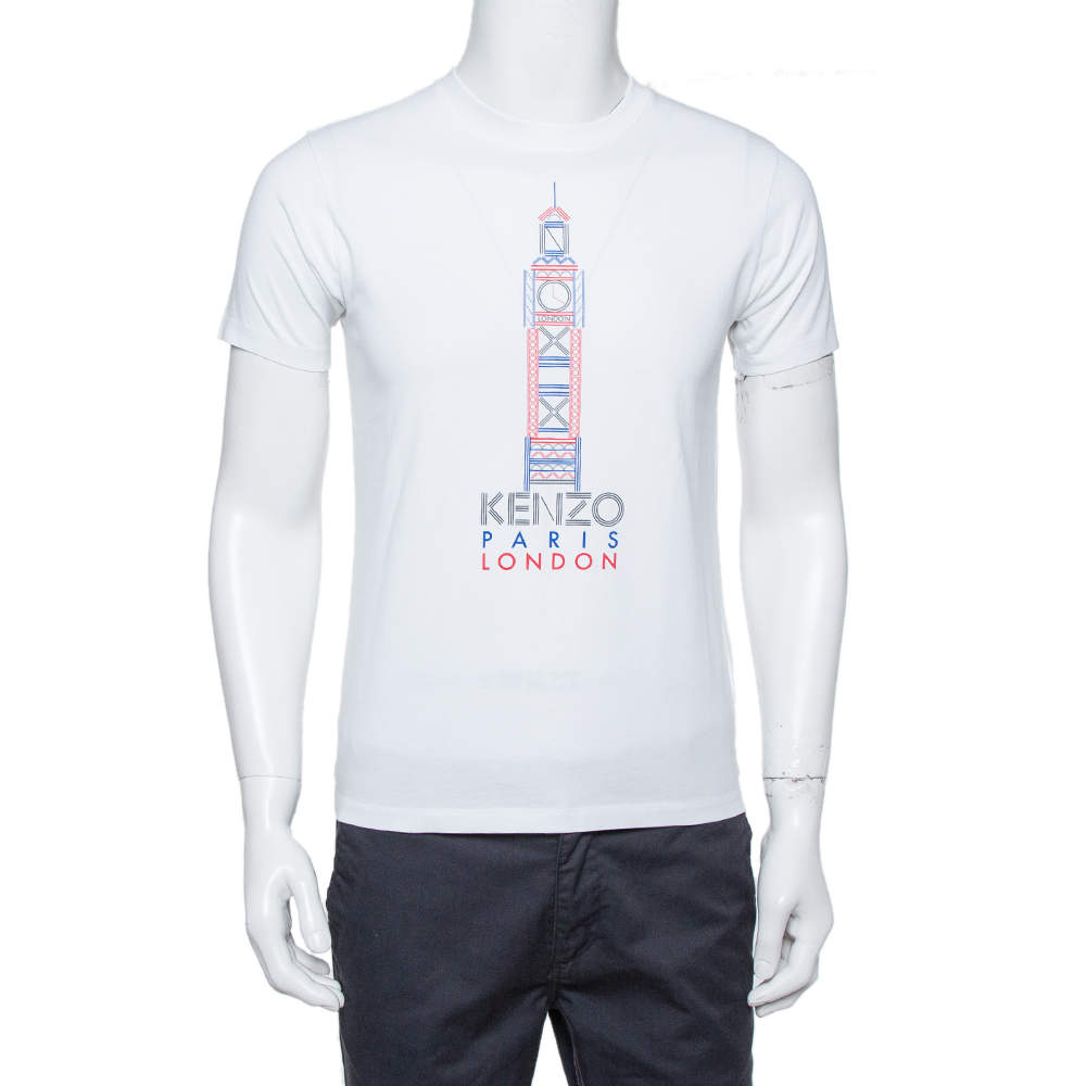 Pre Owned تي شيرت كنزو رقبة مستديرة بيغ بن قطن أبيض S