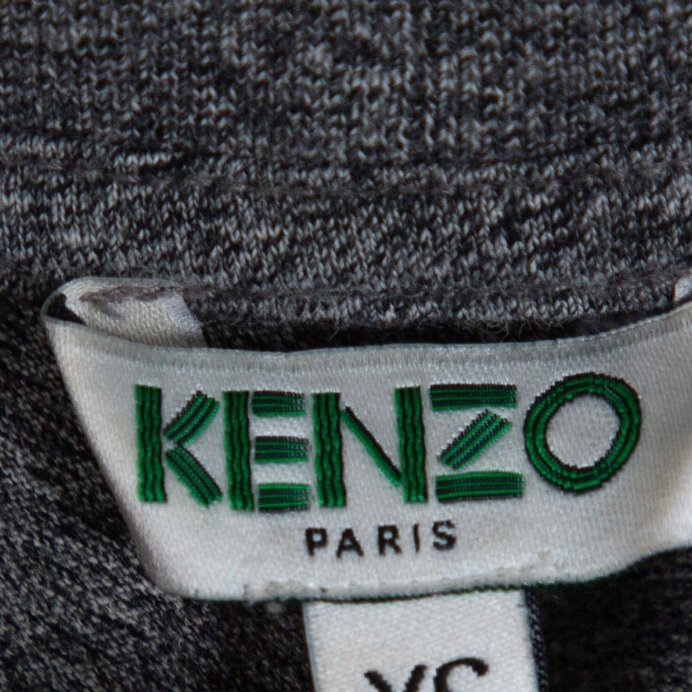 Pre Owned Kenzo Grey Cotton Tiger Print Crewneck T Shirt XS