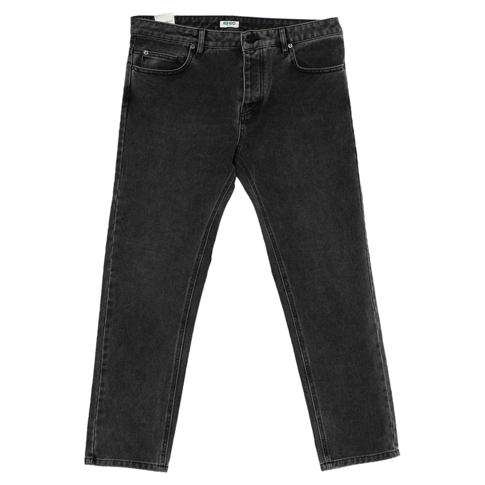 مملوكة مسبقًا Kenzo Charcoal Grey Denim Cropped Slim Fit Jeans M