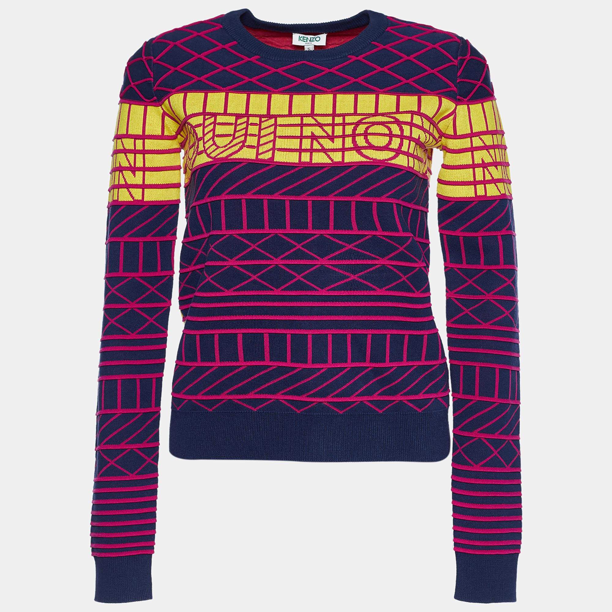 مملوكة مسبقًا جامبر كينزو أوي نو جاكار متعدد الألوان برقبة مستديرة مقاس صغير - سمول