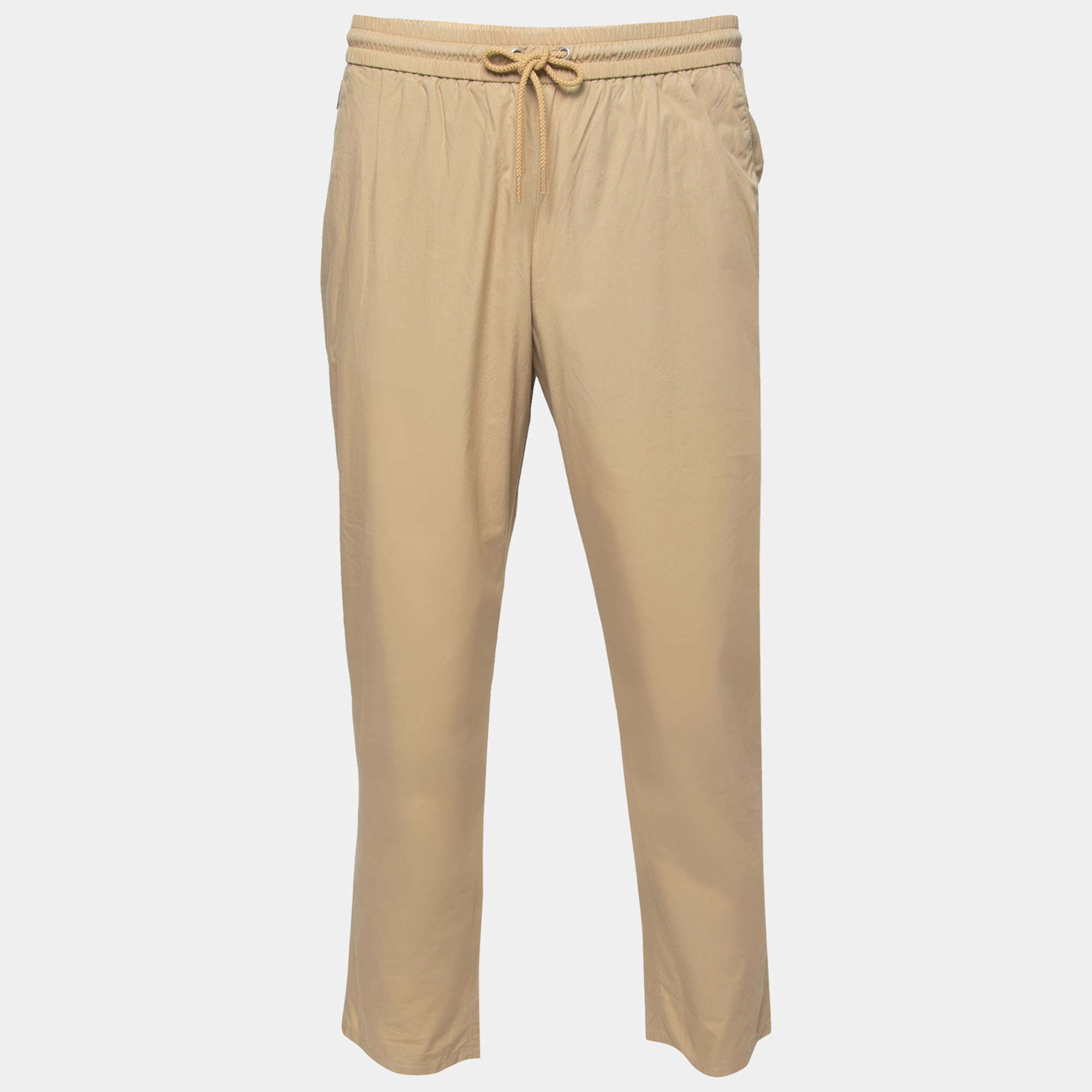 Kenzo Beige Cotton Drawstring Waist Trousers M Waist 28"