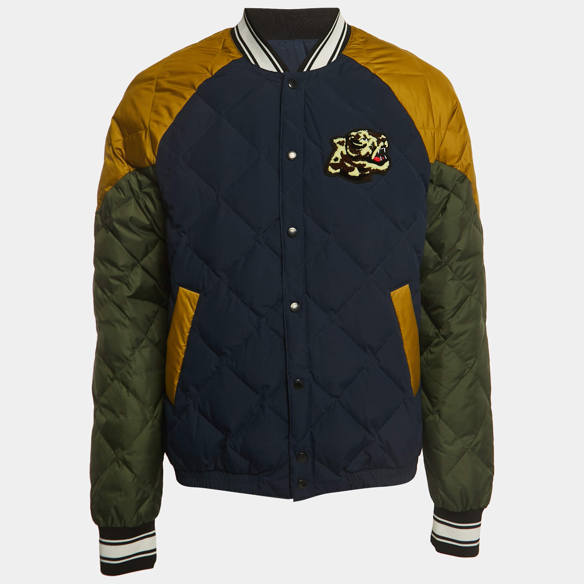 Kenzo Multicolor Quilted Logo Patch Button Front Flight Jacket L