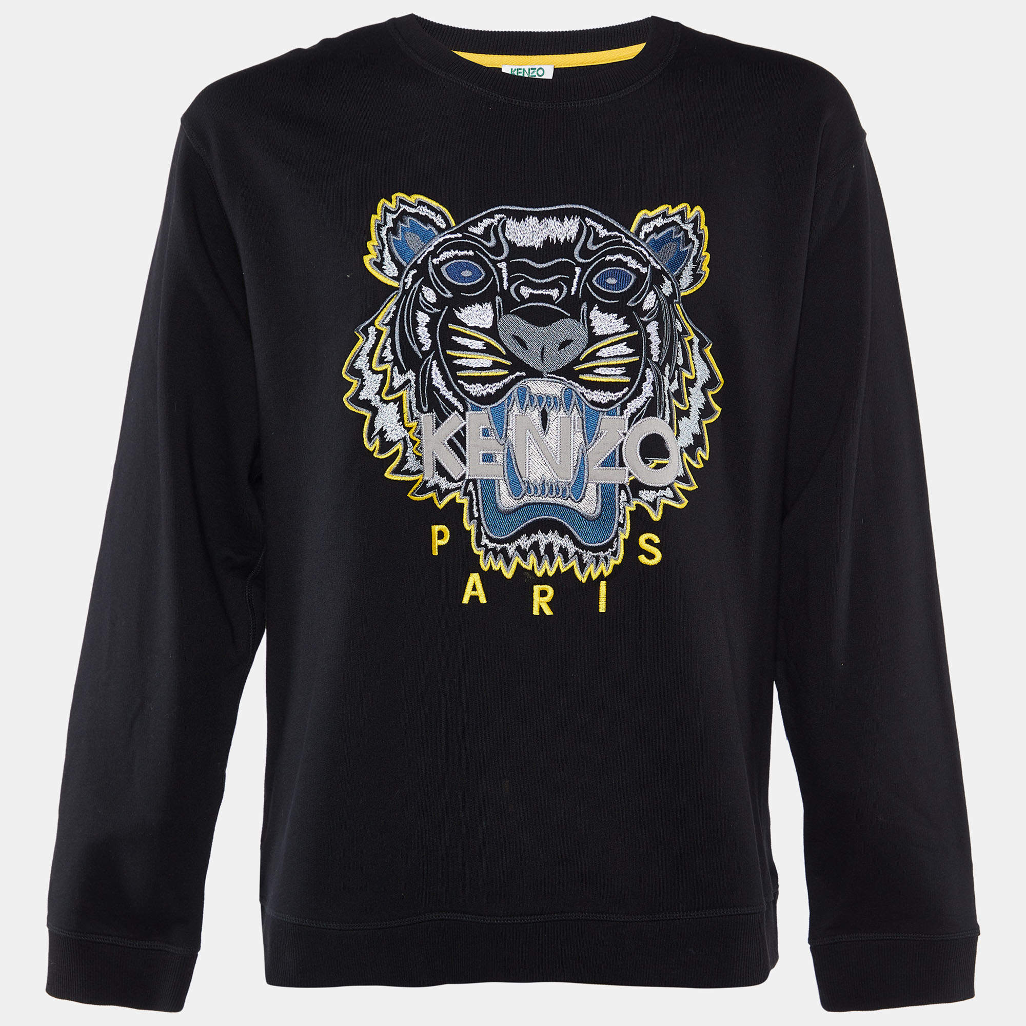 مملوكة مسبقًا Kenzo Black Cotton Tiger Embroidered Sweatshirt XXL