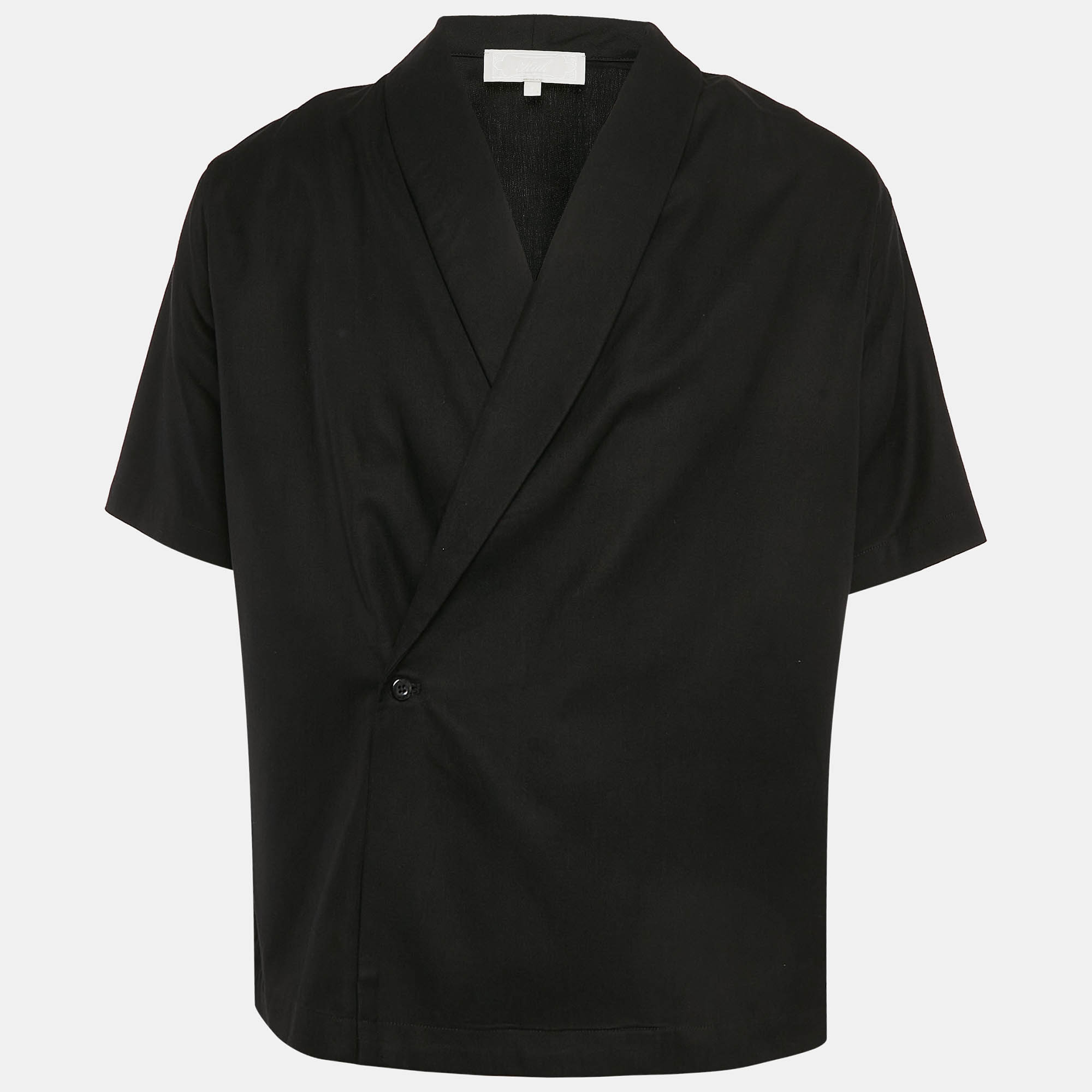 مملوكة مسبقًا Kith Black Silk & Cotton Thompson Crossover Shirt S