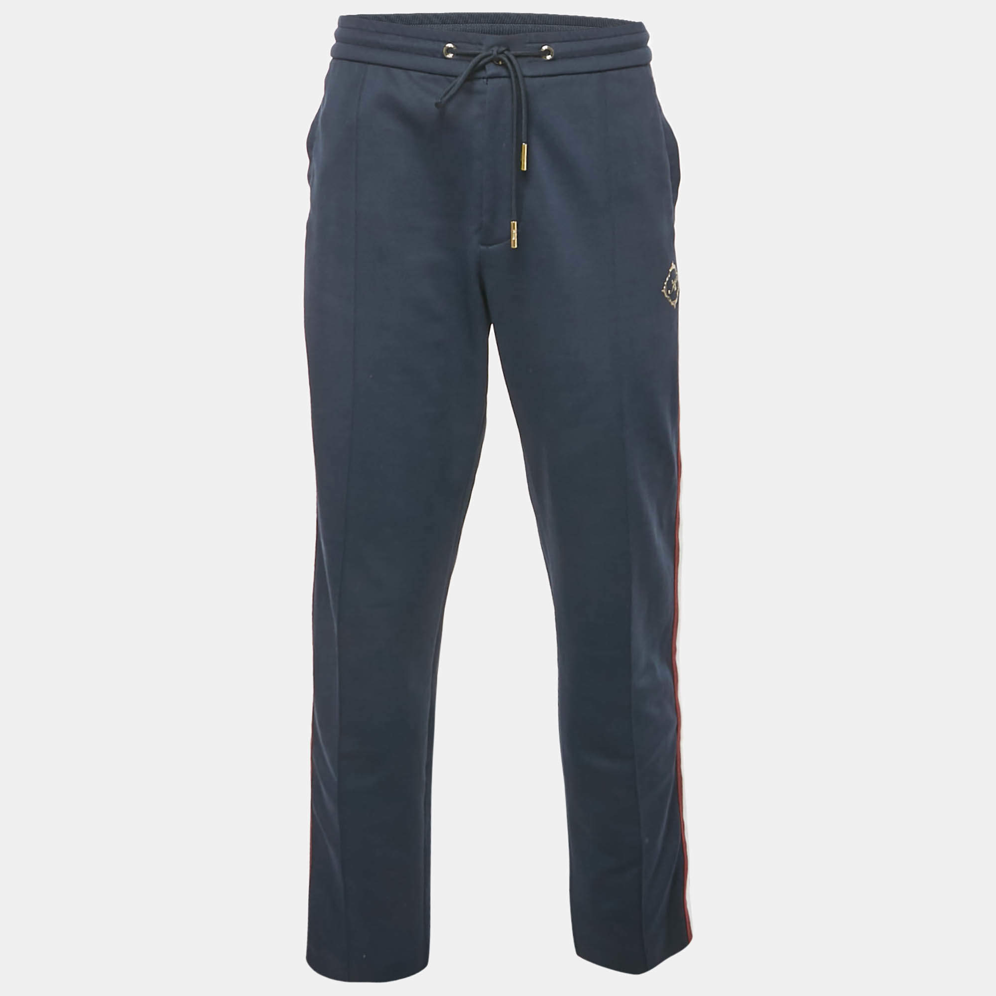 Pre Owned بنطلون كيث تريكوه أزرق كحلي بحواف مميزة مقاس كبير - لارج