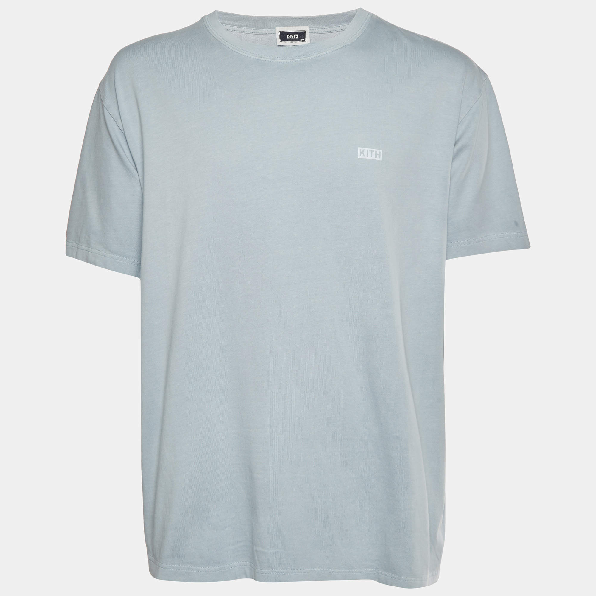 Pre Owned Kith Blue Logo Graphic Jersey Crew Neck T-Shirt XXL
