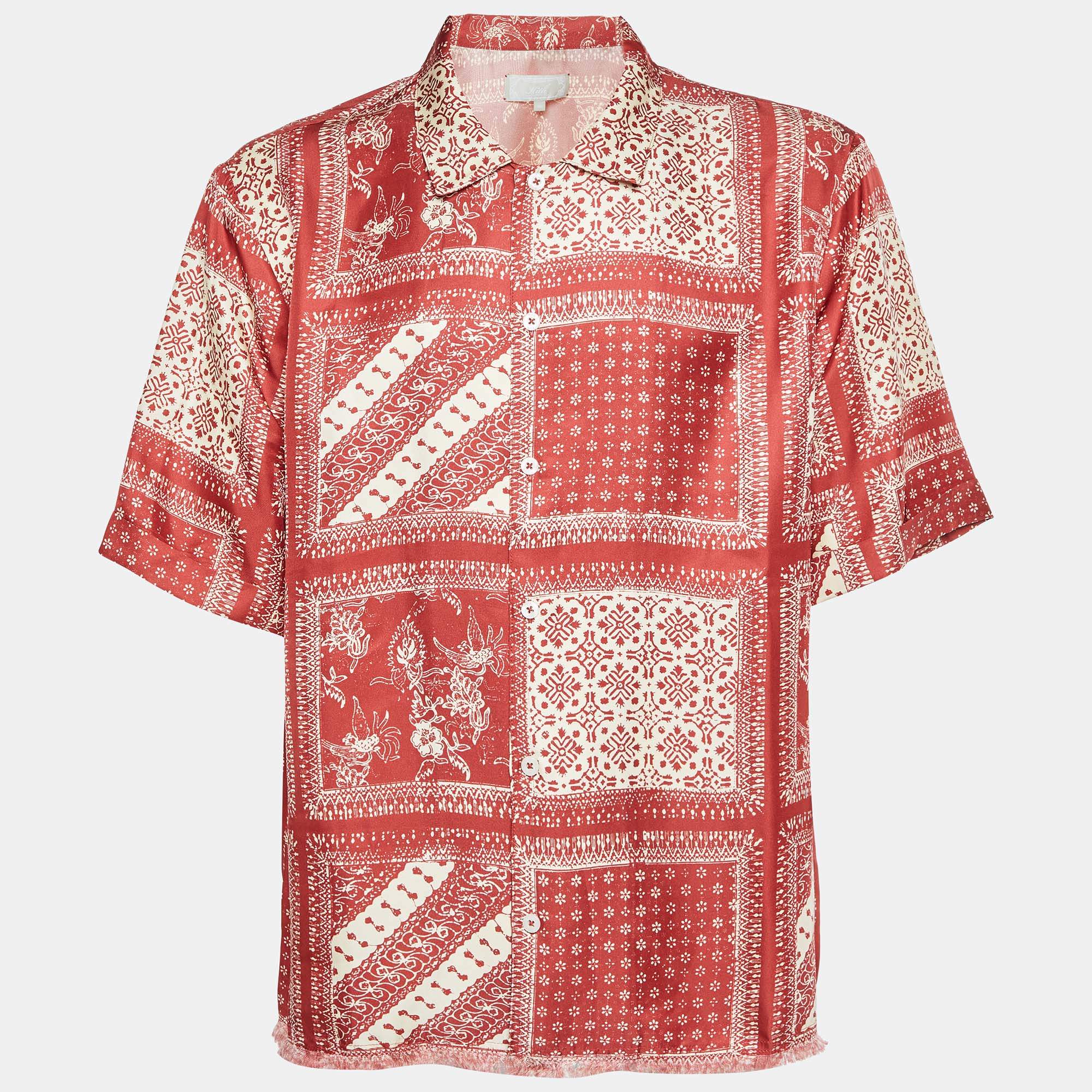 مملوكة مسبقًا Kith Brown Bandana Print Sateen Reade Shirt XL