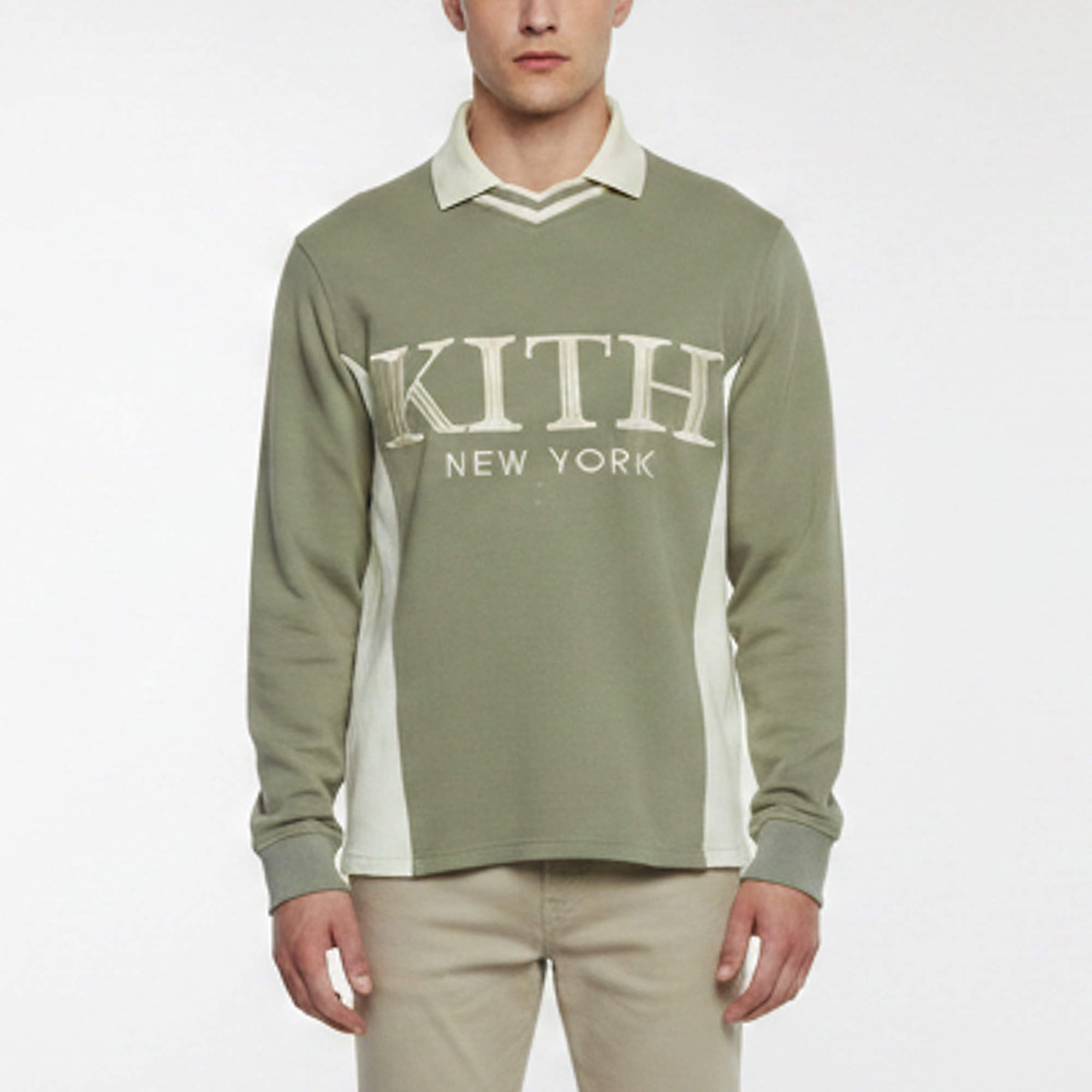 Pre Owned Kith Green Printed Pique Cotton Long Sleeve Sweatshirt  XS