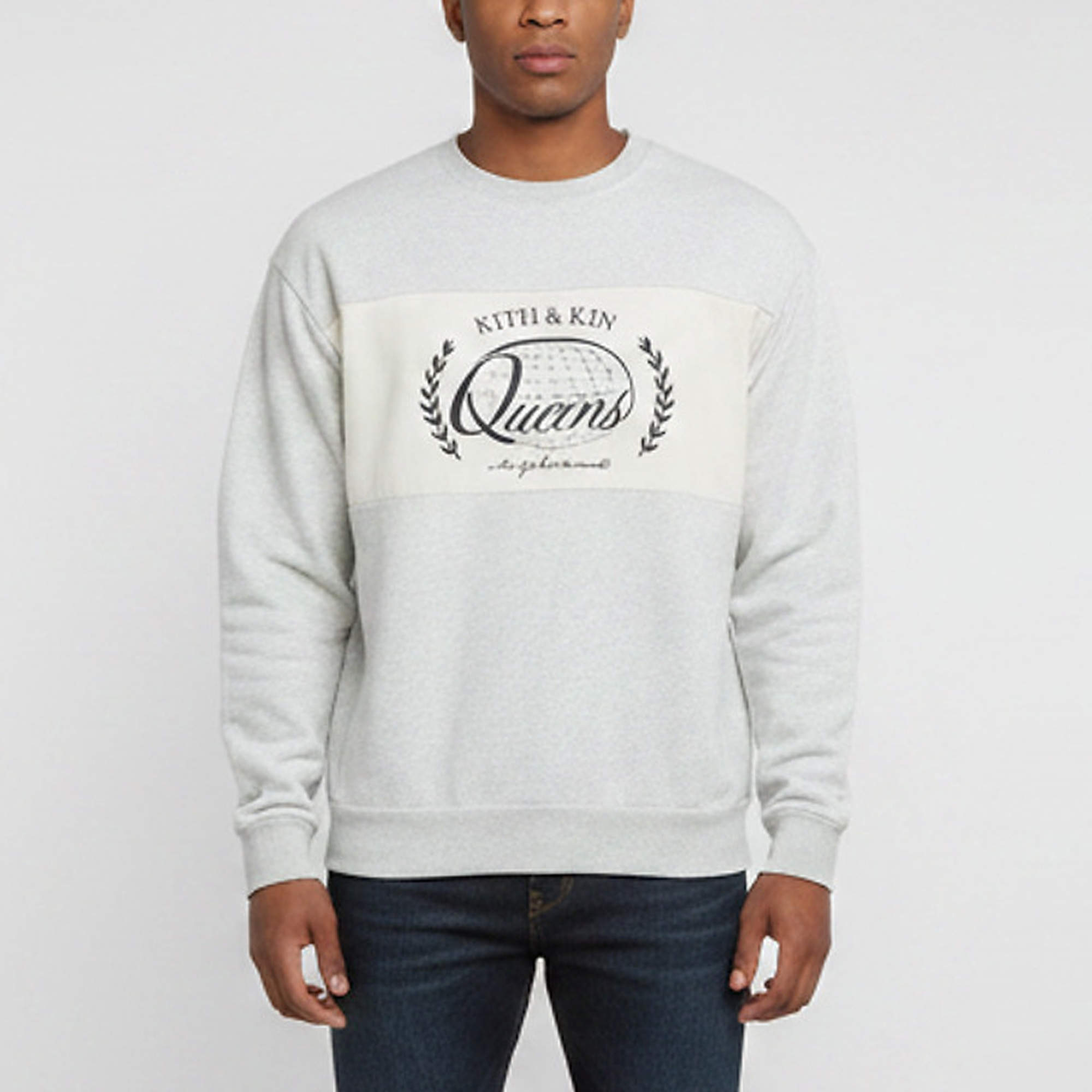 Pre Owned Kith Light Grey Knit Nelson Rugby Crew Neck Sweatshirt S