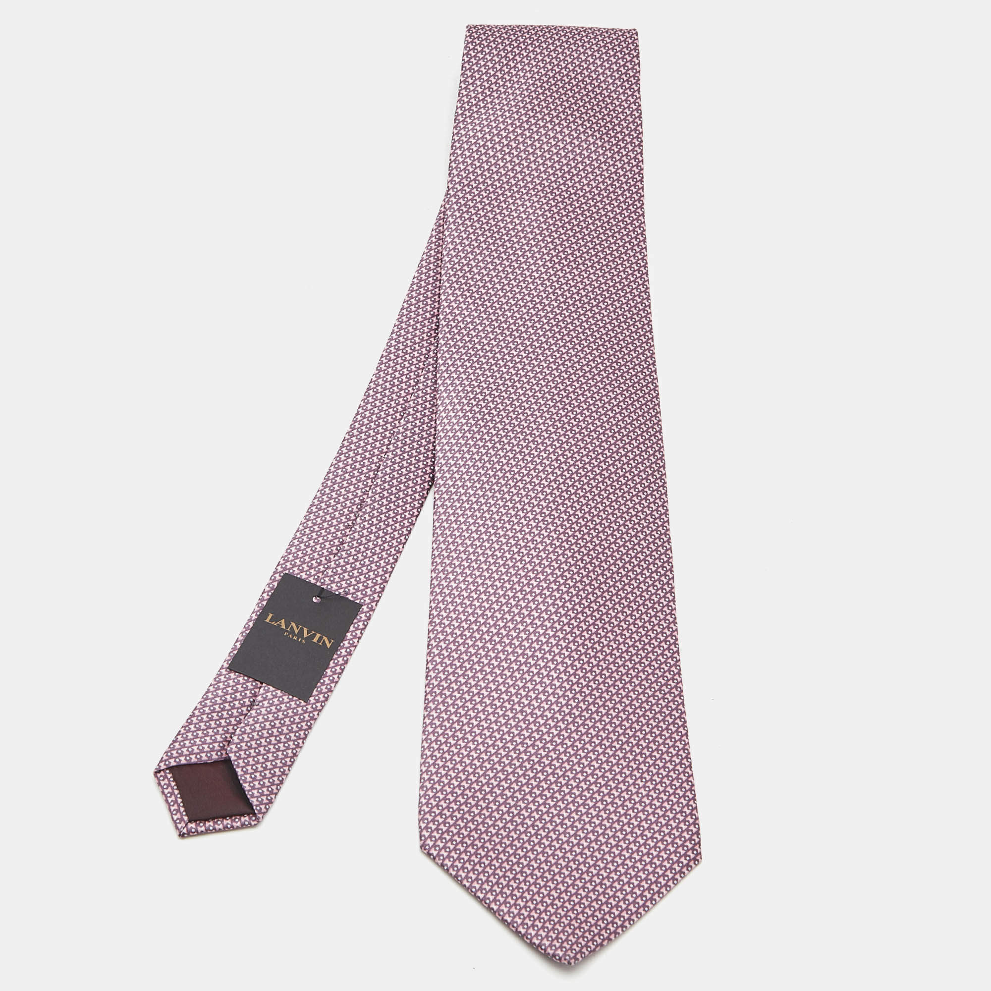 Pre Owned Lanvin Pink Print Silk Tie