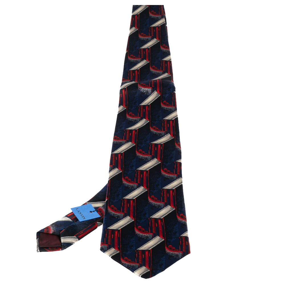 Pre Owned Lanvin Multicolor Printed Silk Tie