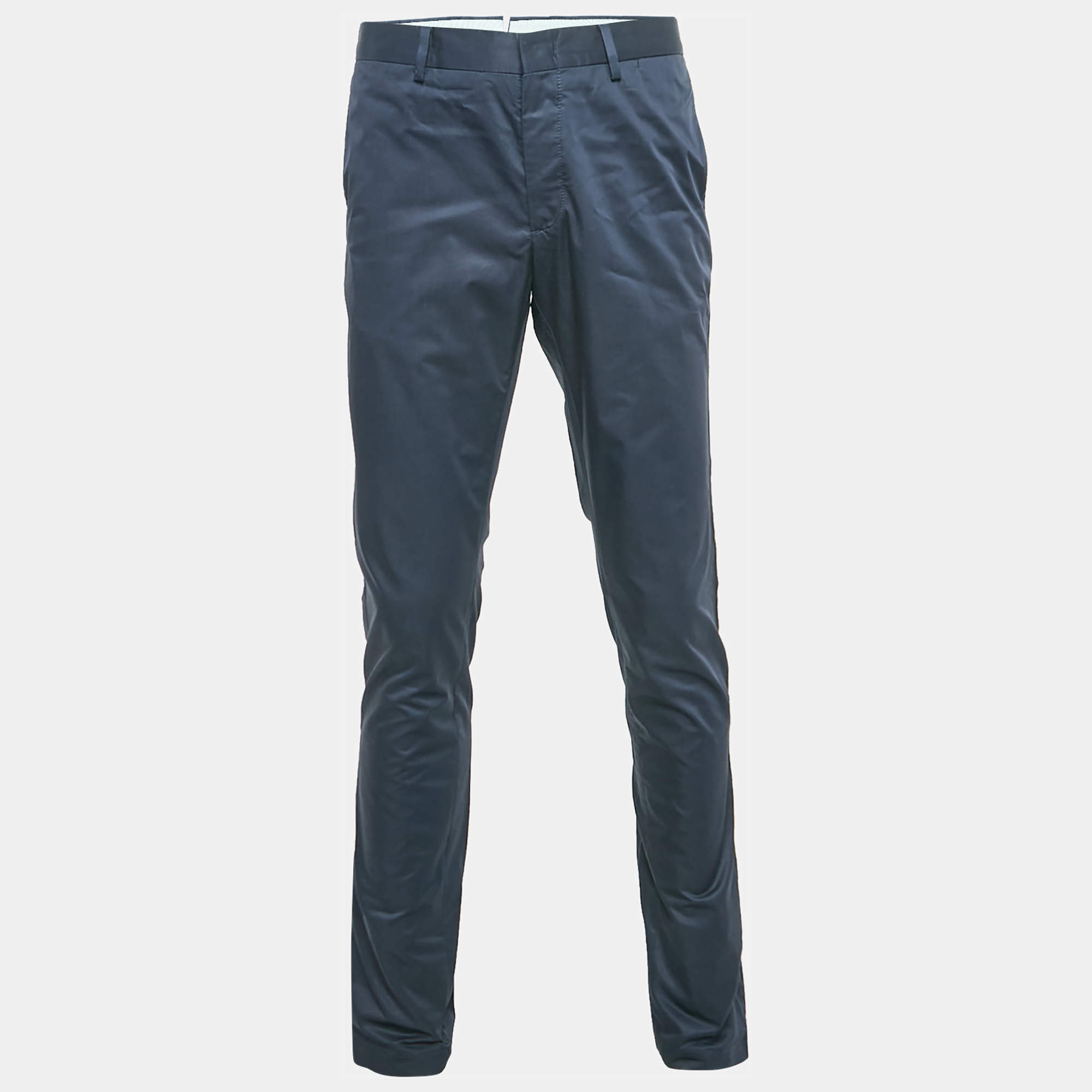 Lanvin Navy Blue Cotton Formal Trousers L