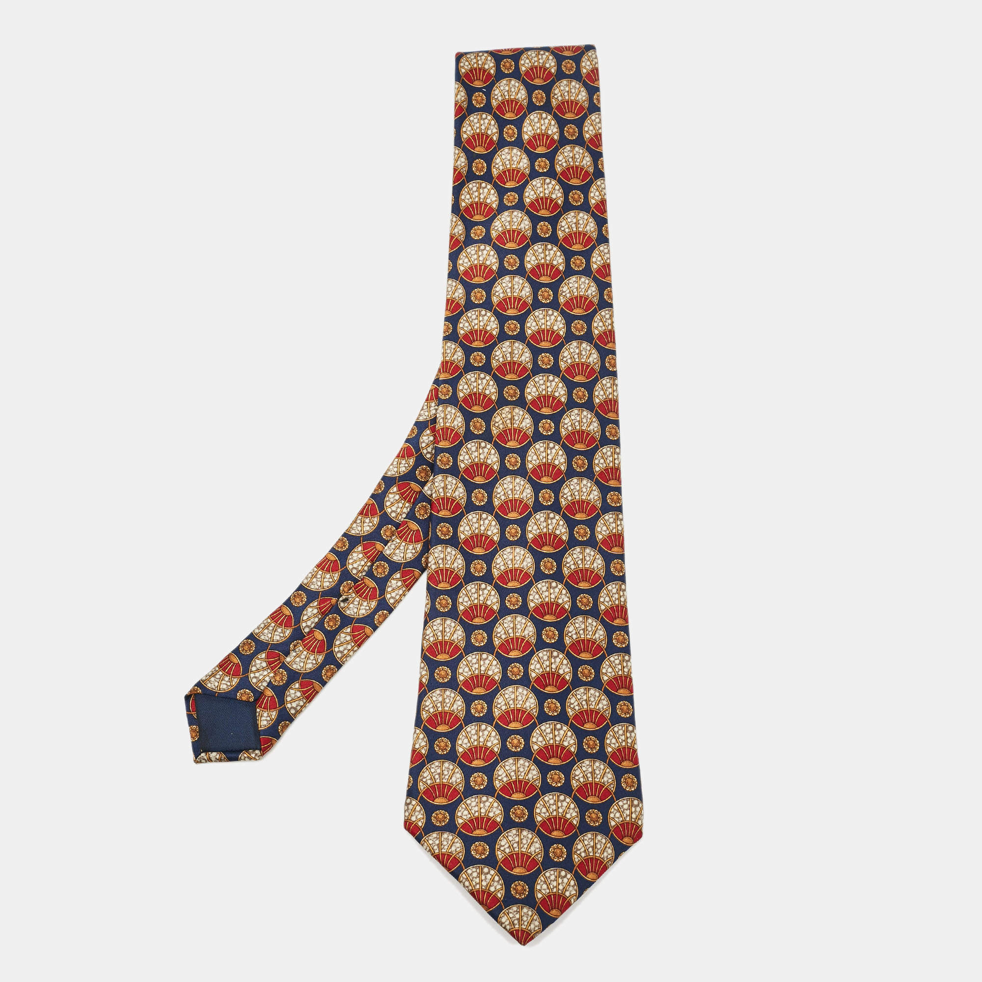 Pre Owned Lanvin Multicolor Printed Silk Traditional Tie