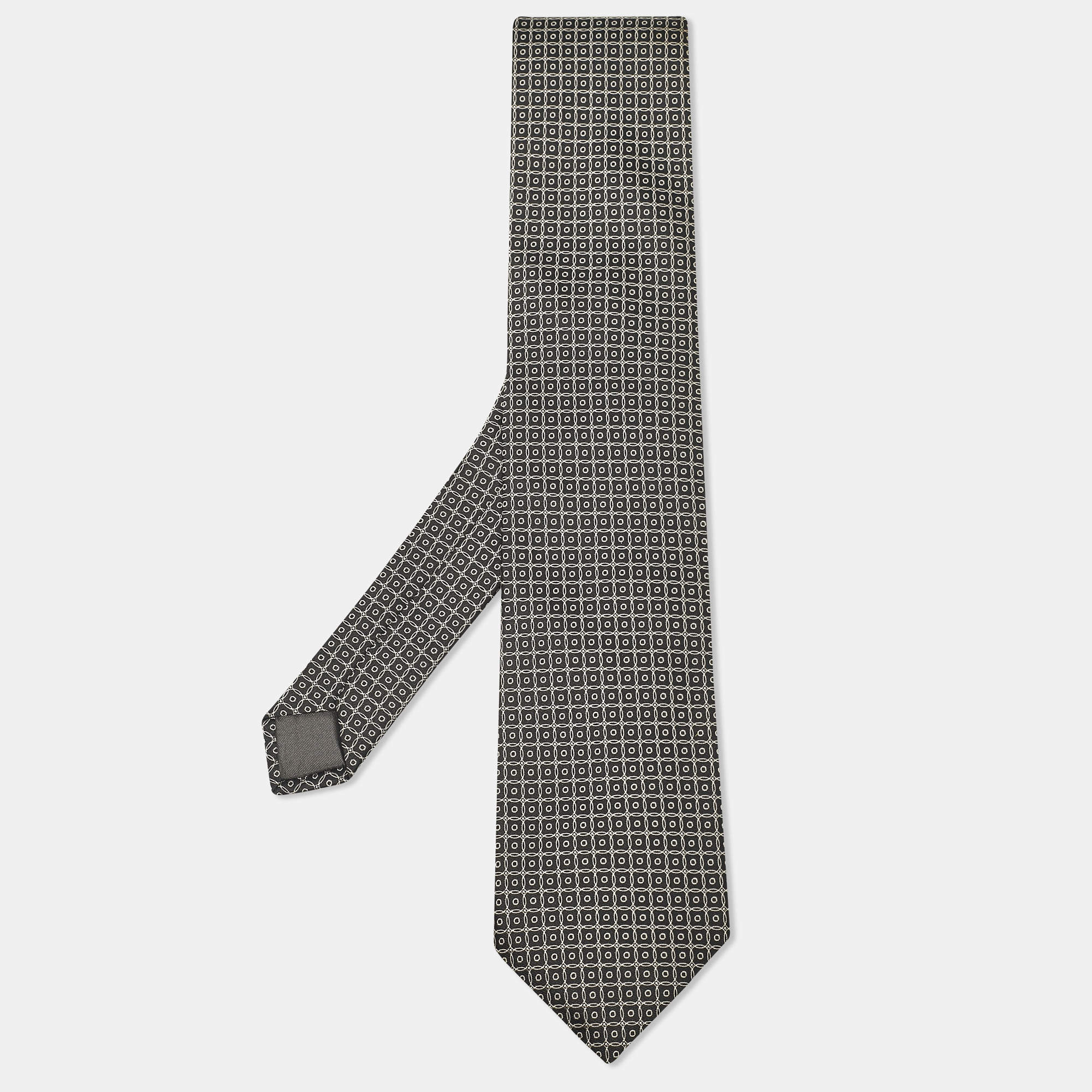 Lanvin Grey Patterned Silk Classic Tie