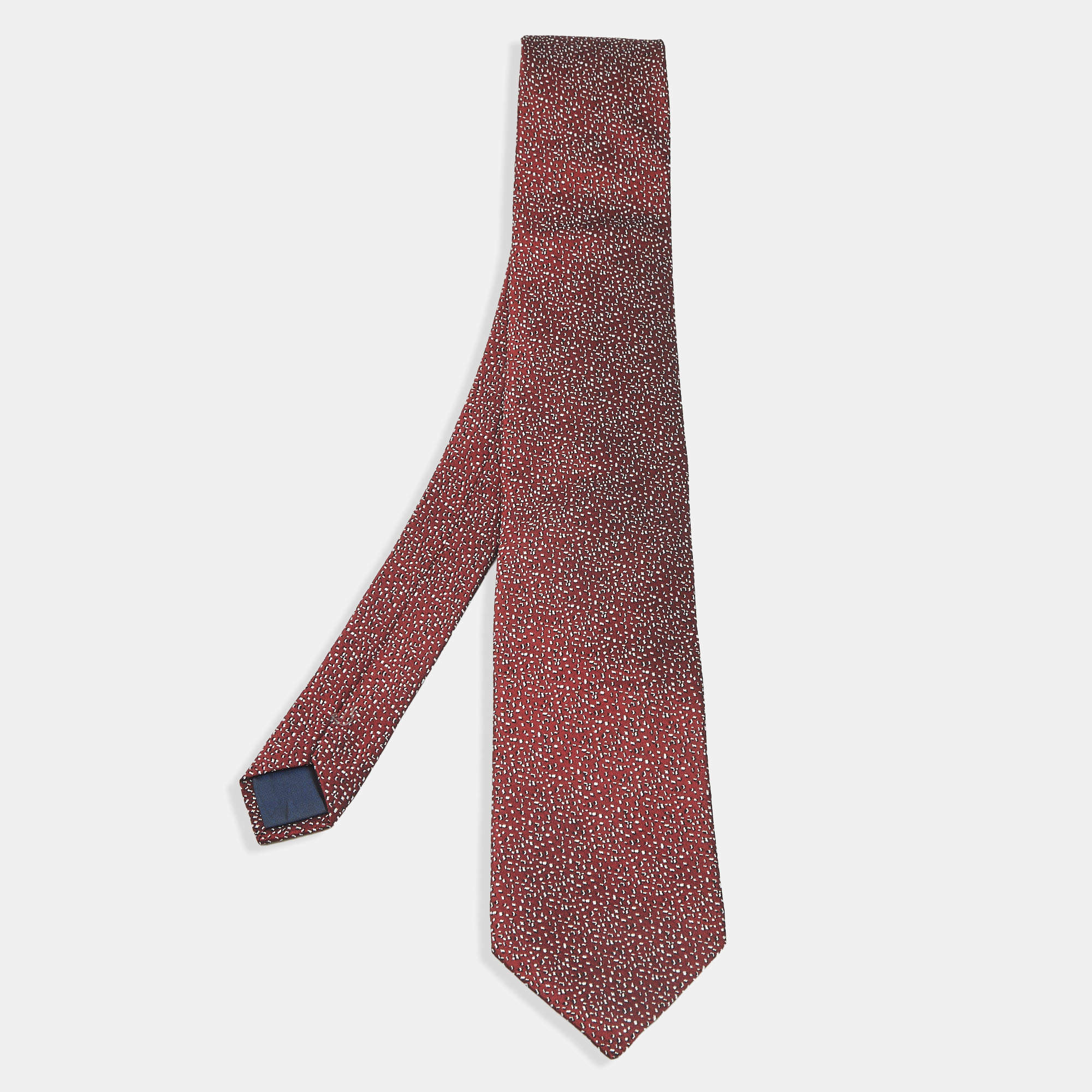 Pre Owned Lanvin Maroon Patterned Silk Classic Tie